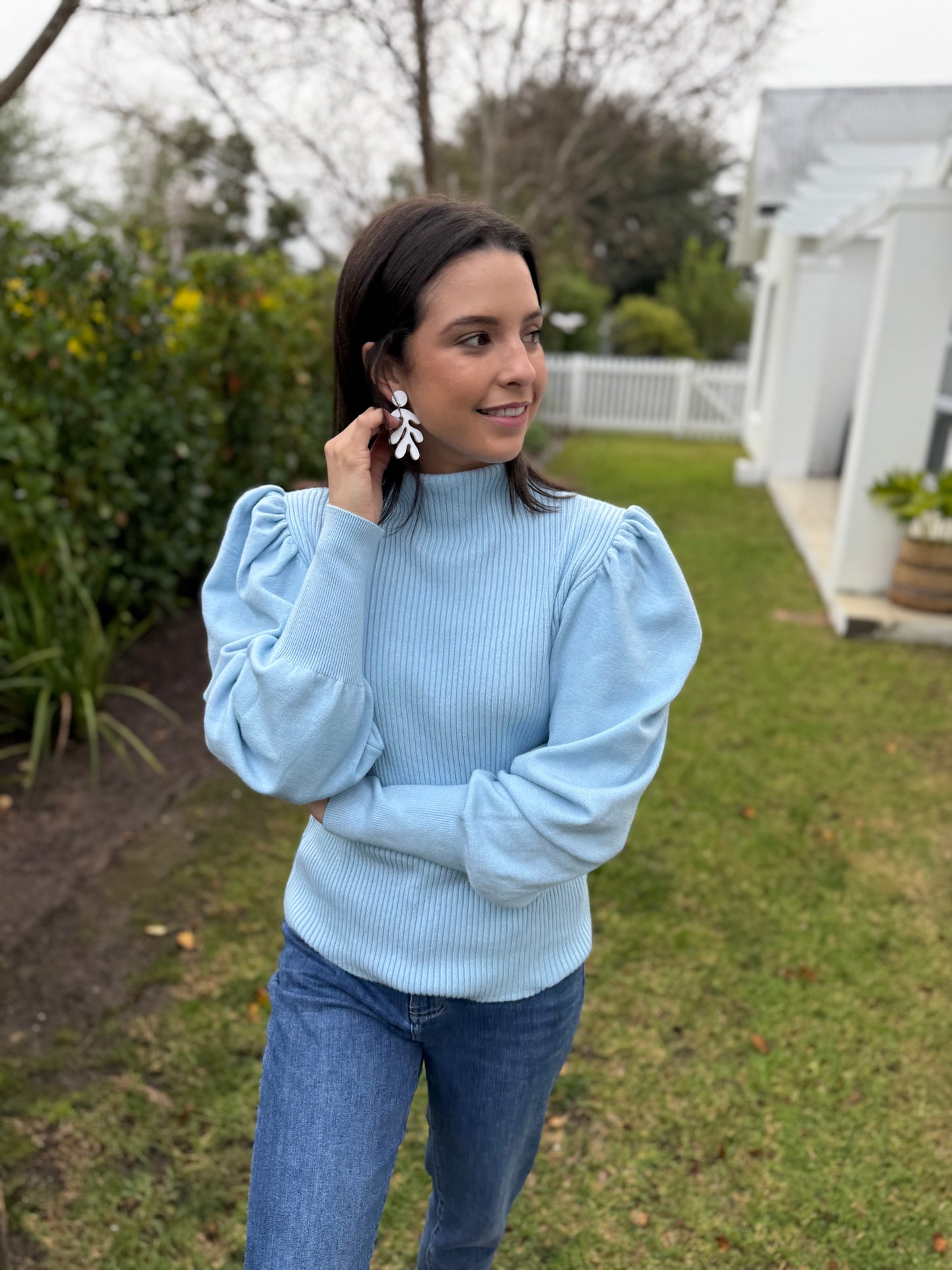 Puff sleeve knit - Blue sky