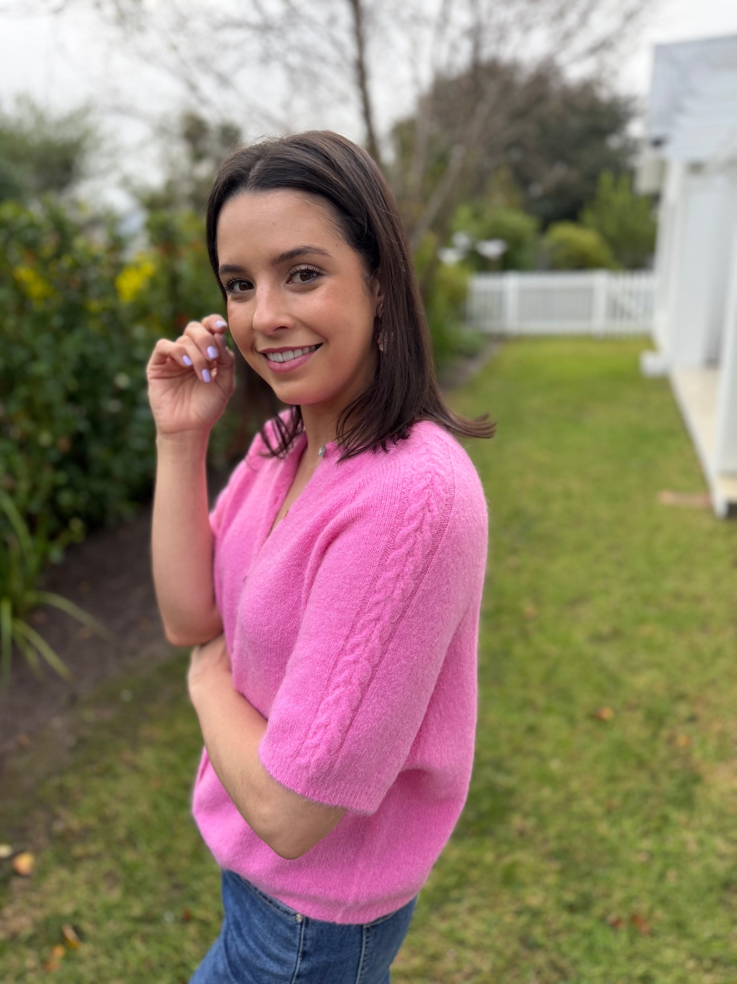Baby alpaca knit (Braid) - Barbie pink