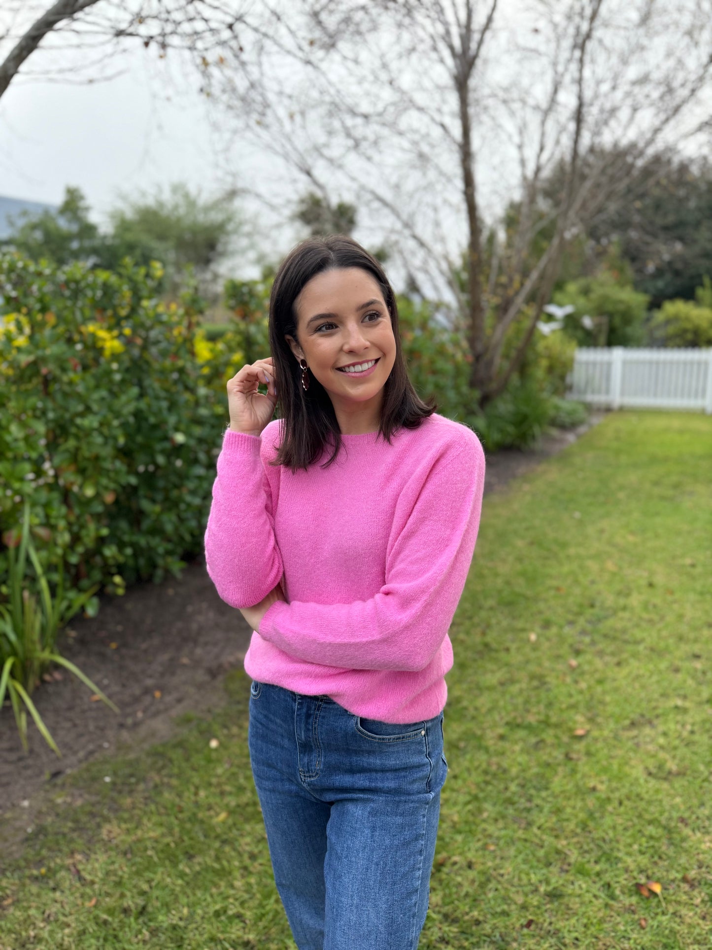 Baby alpaca knit (Round neck) - Barbie pink