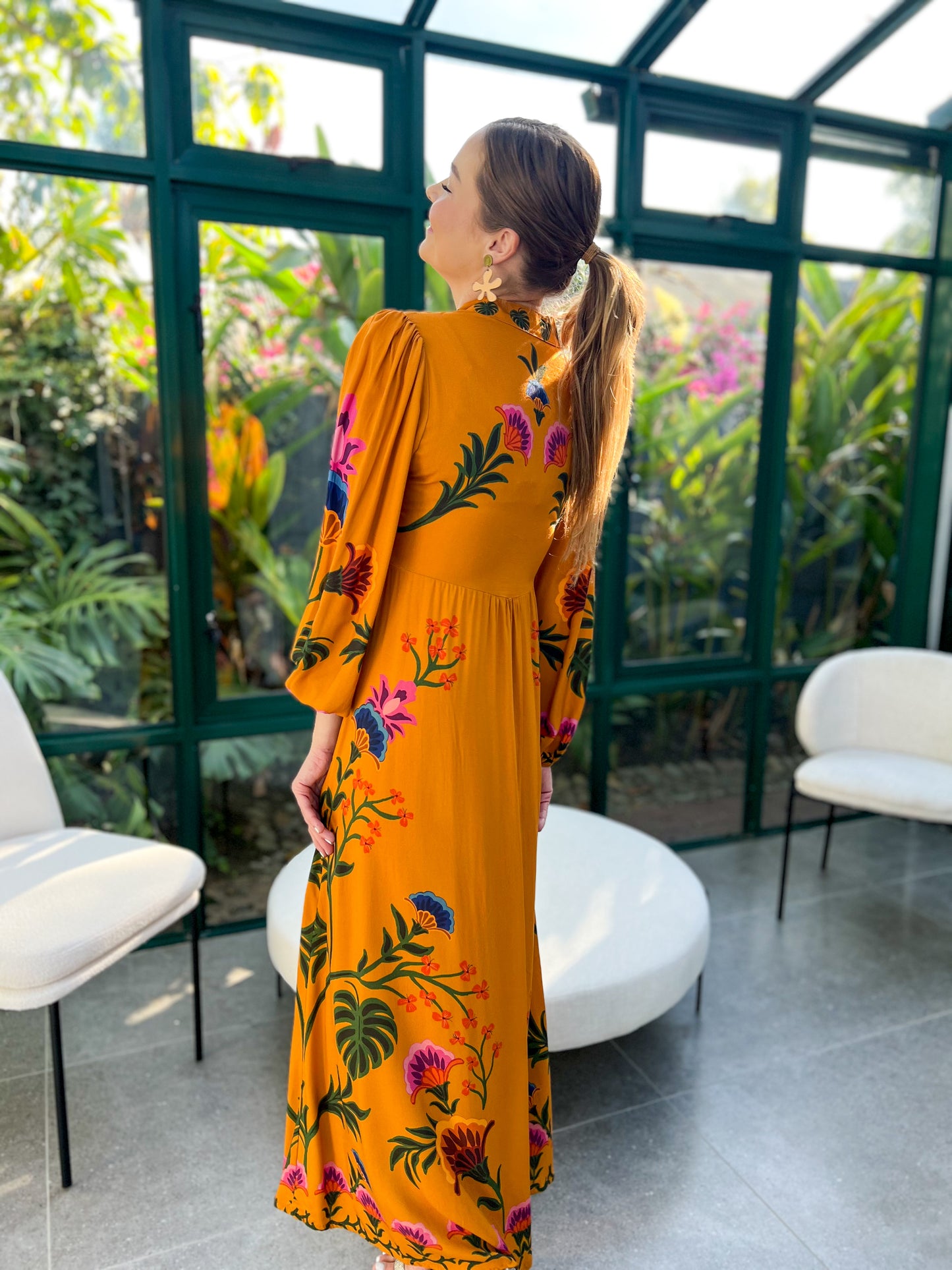June dress - mustard floral