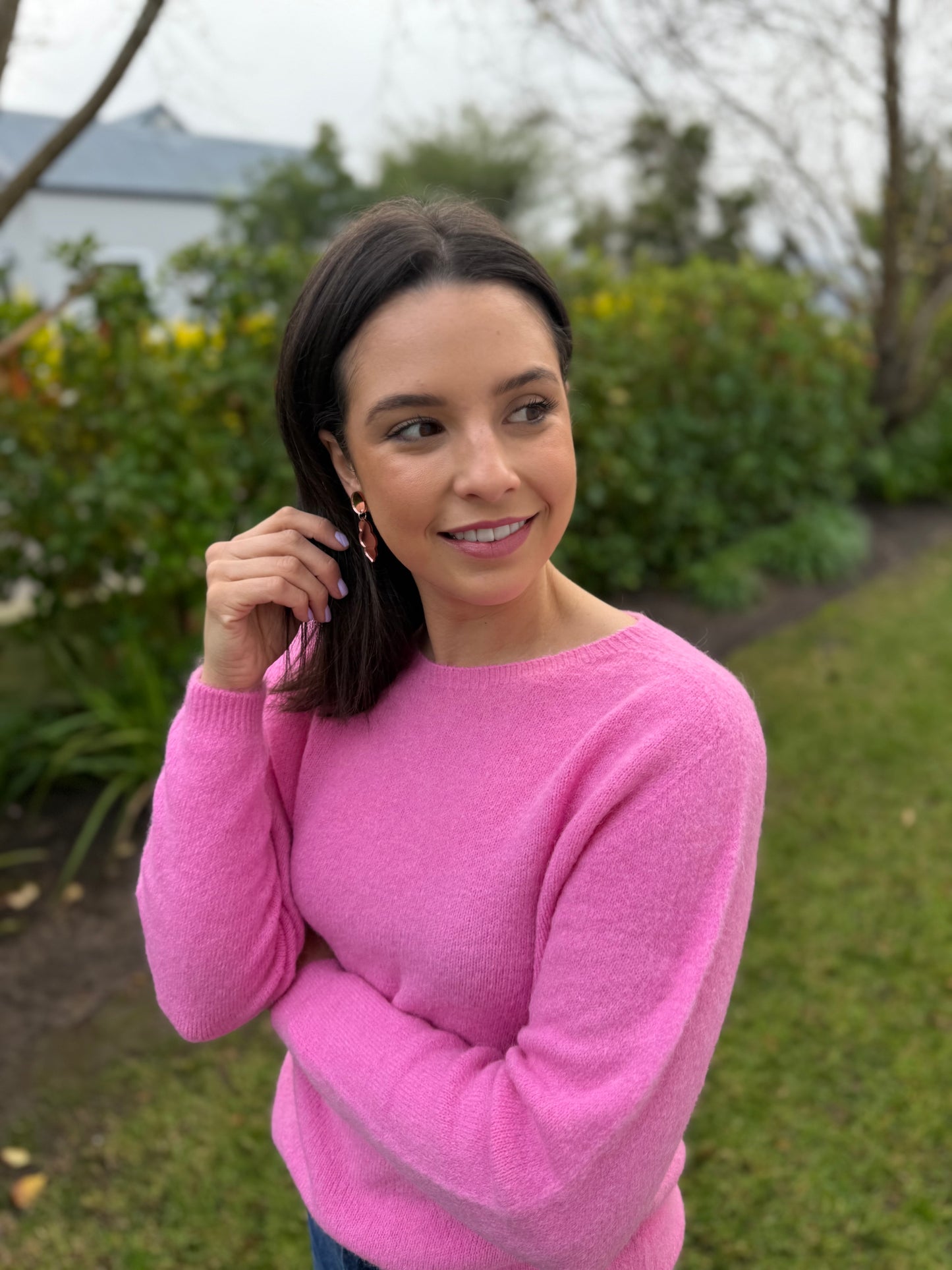 Baby alpaca knit (Round neck) - Barbie pink