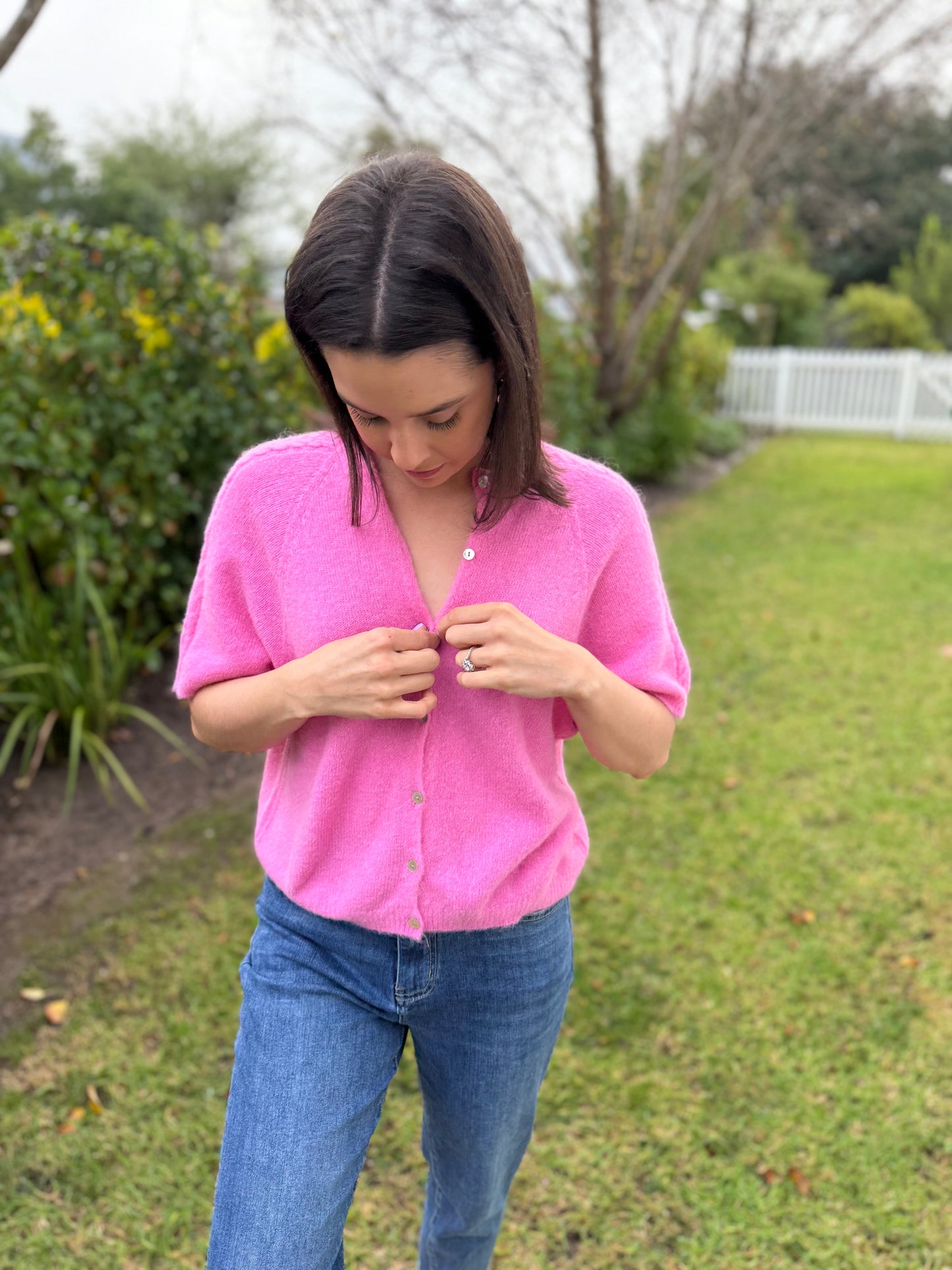 Baby alpaca knit (Braid) - Barbie pink