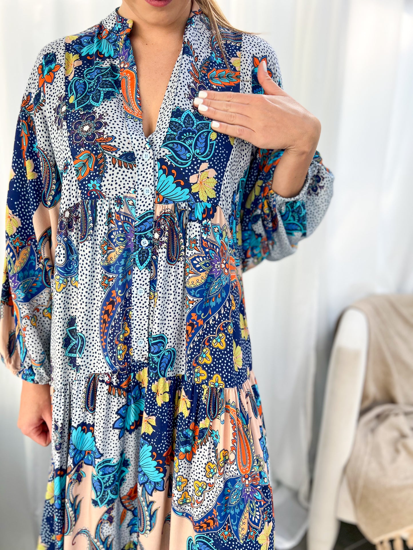 Jenna dress - Blue paisley
