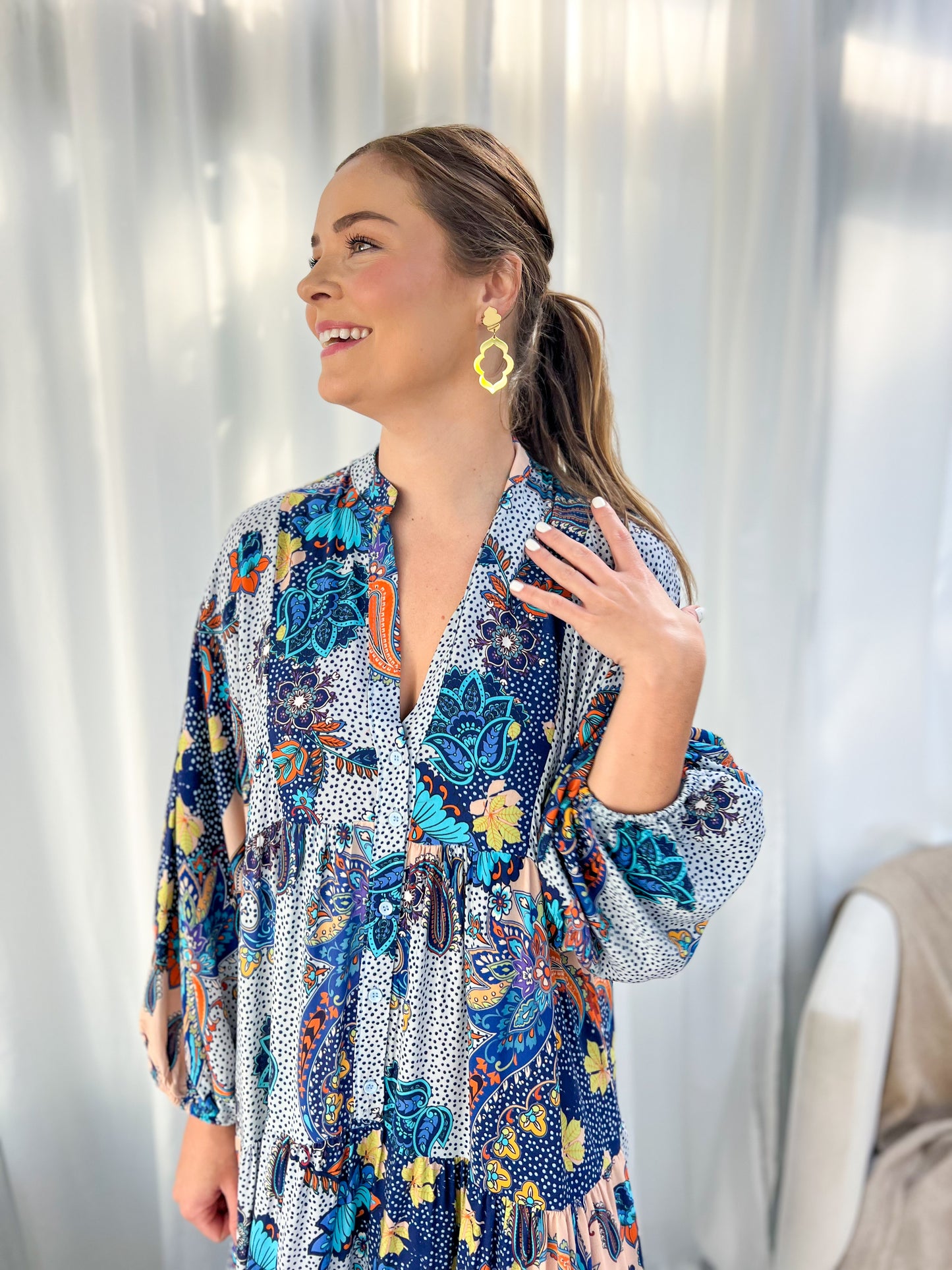 Jenna dress - Blue paisley