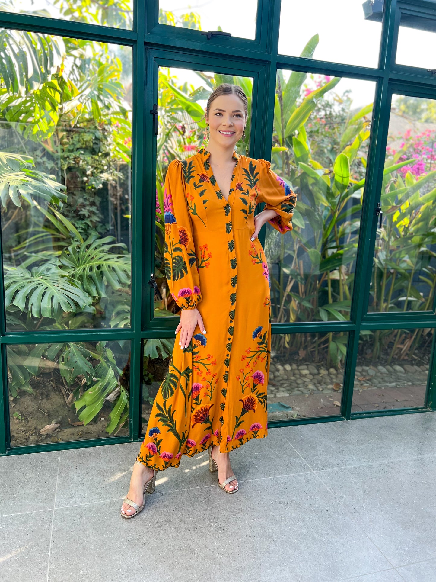 June dress - mustard floral
