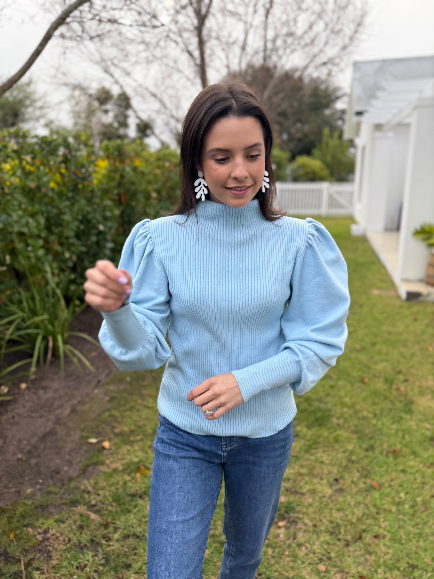 Puff sleeve knit - Blue sky