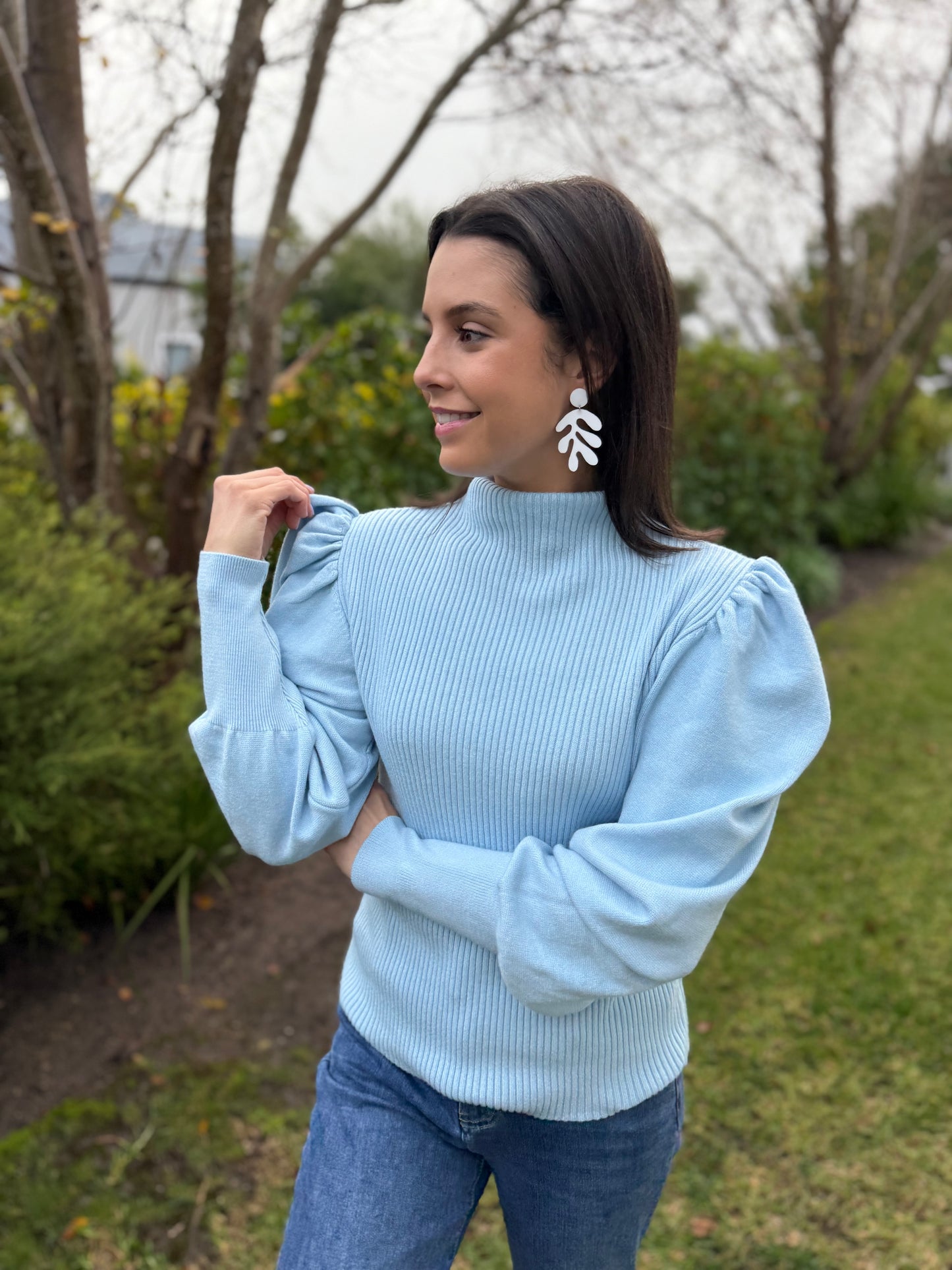 Puff sleeve knit - Blue sky