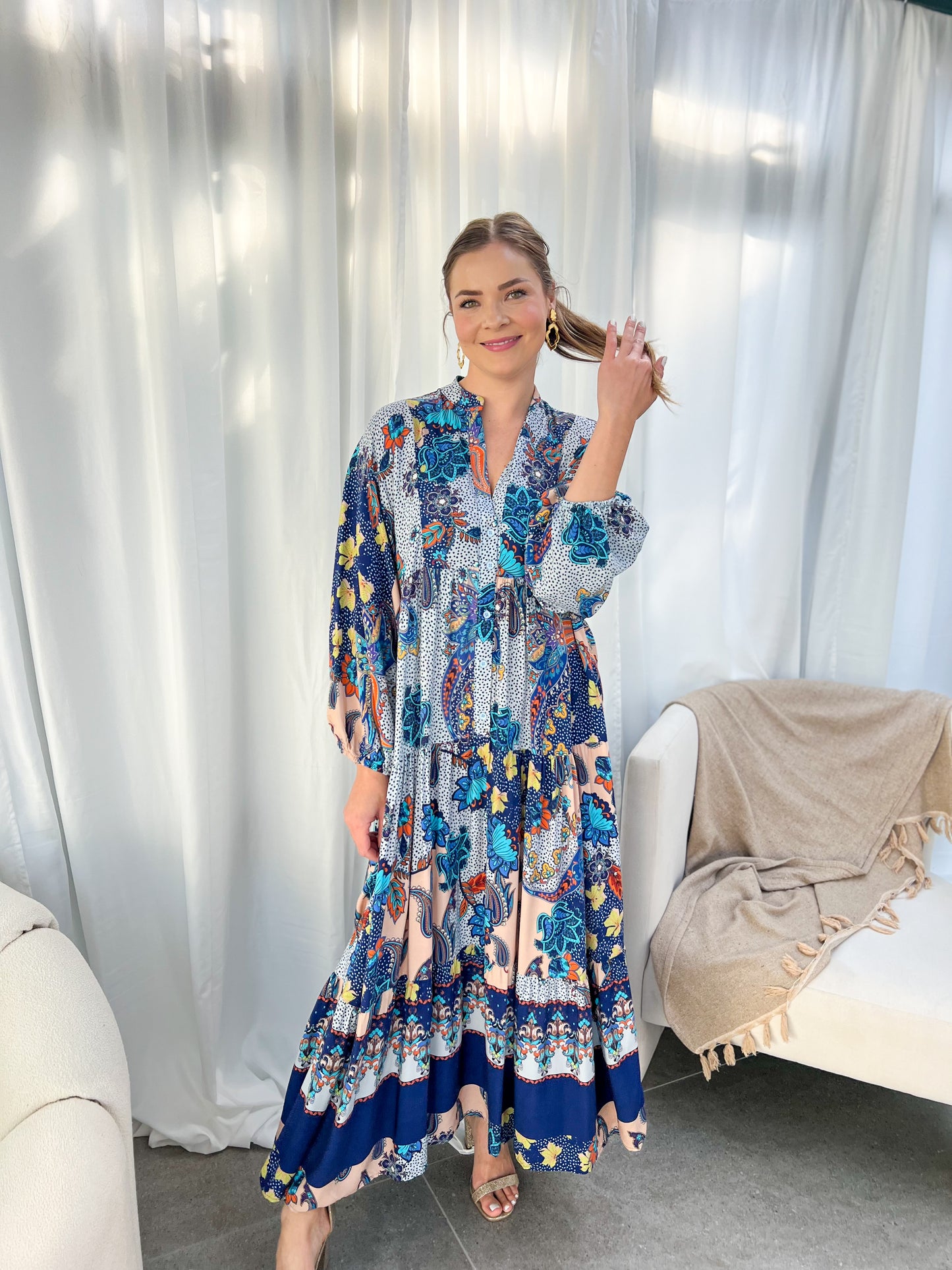 Jenna dress - Blue paisley