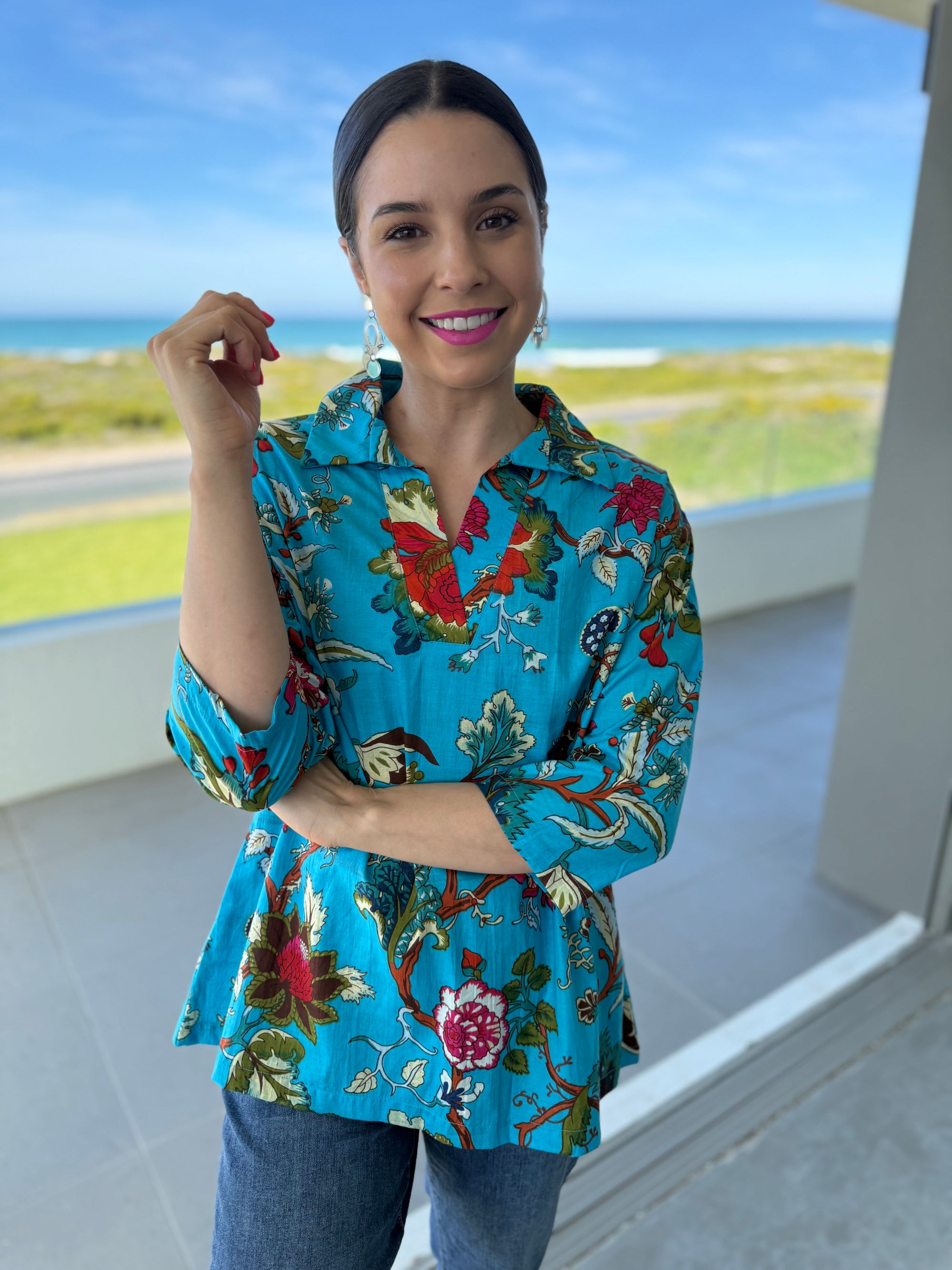 Amelia top - Blue floral