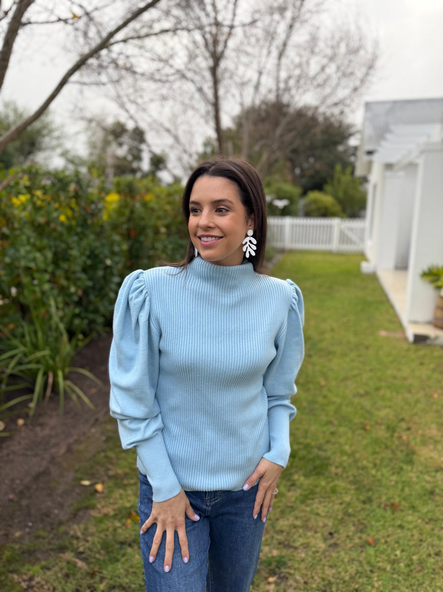 Puff sleeve knit - Blue sky