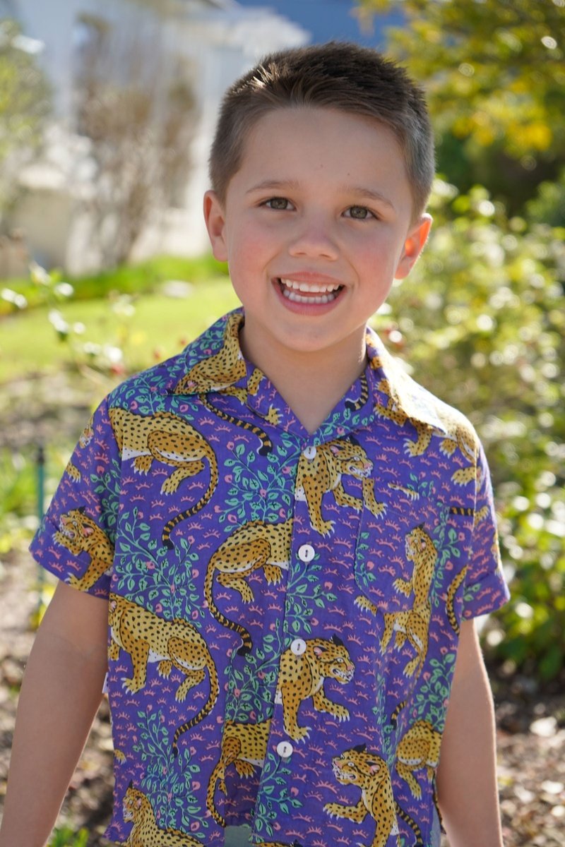Purple tiger print - Boys shirt Babalu boutique