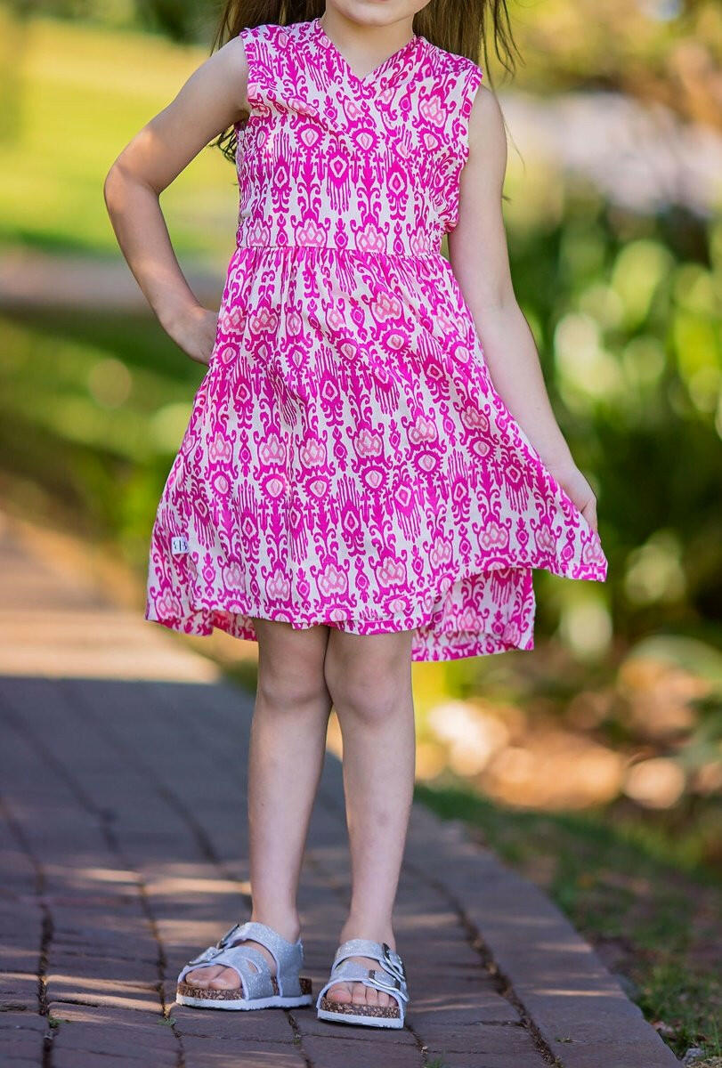 Wrap dress- Pink ikat
