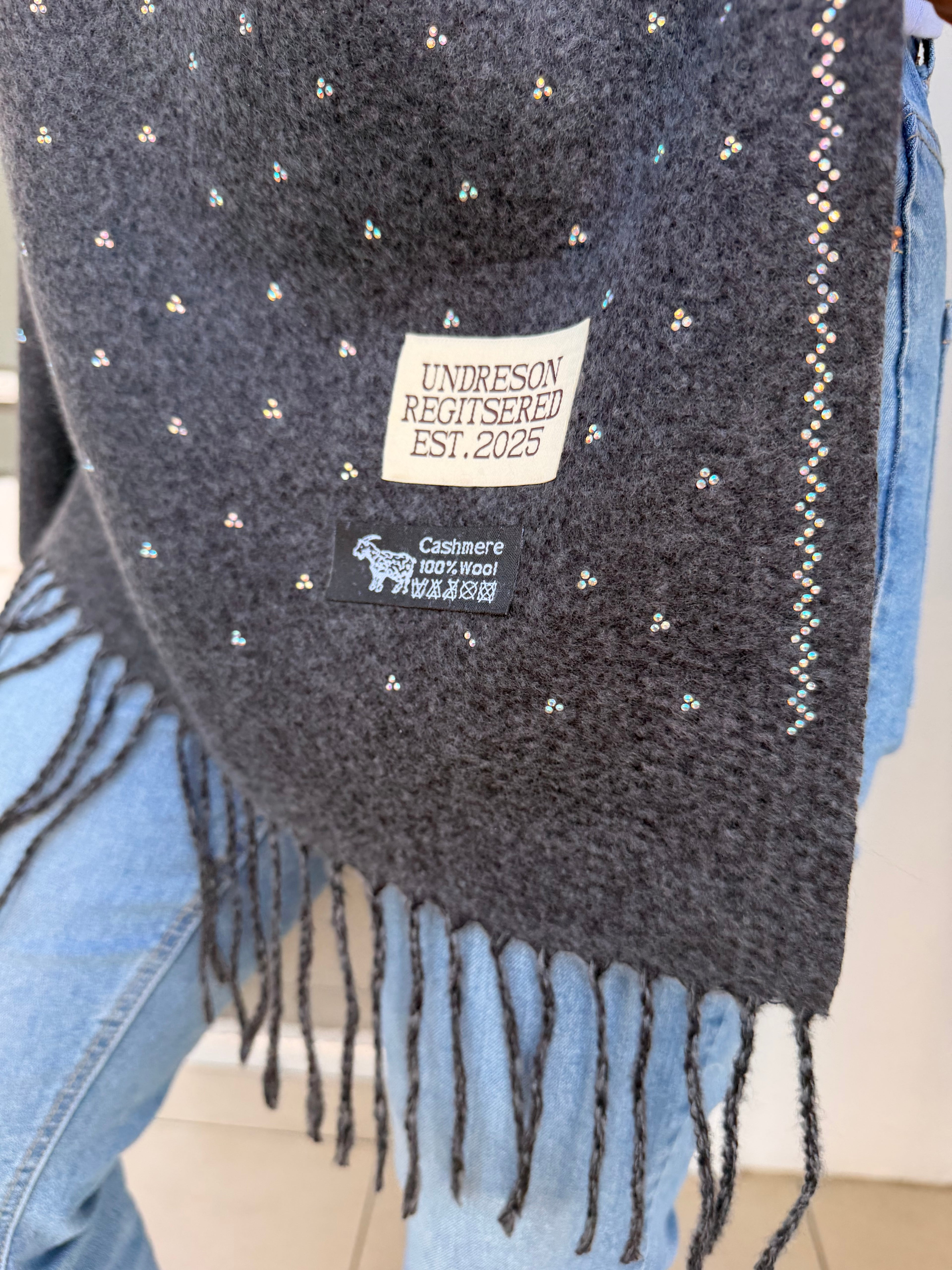 Cashmere shimmer scarf - Charcoal