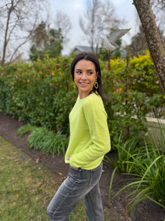 Baby alpaca knit (Round neck) - Lime