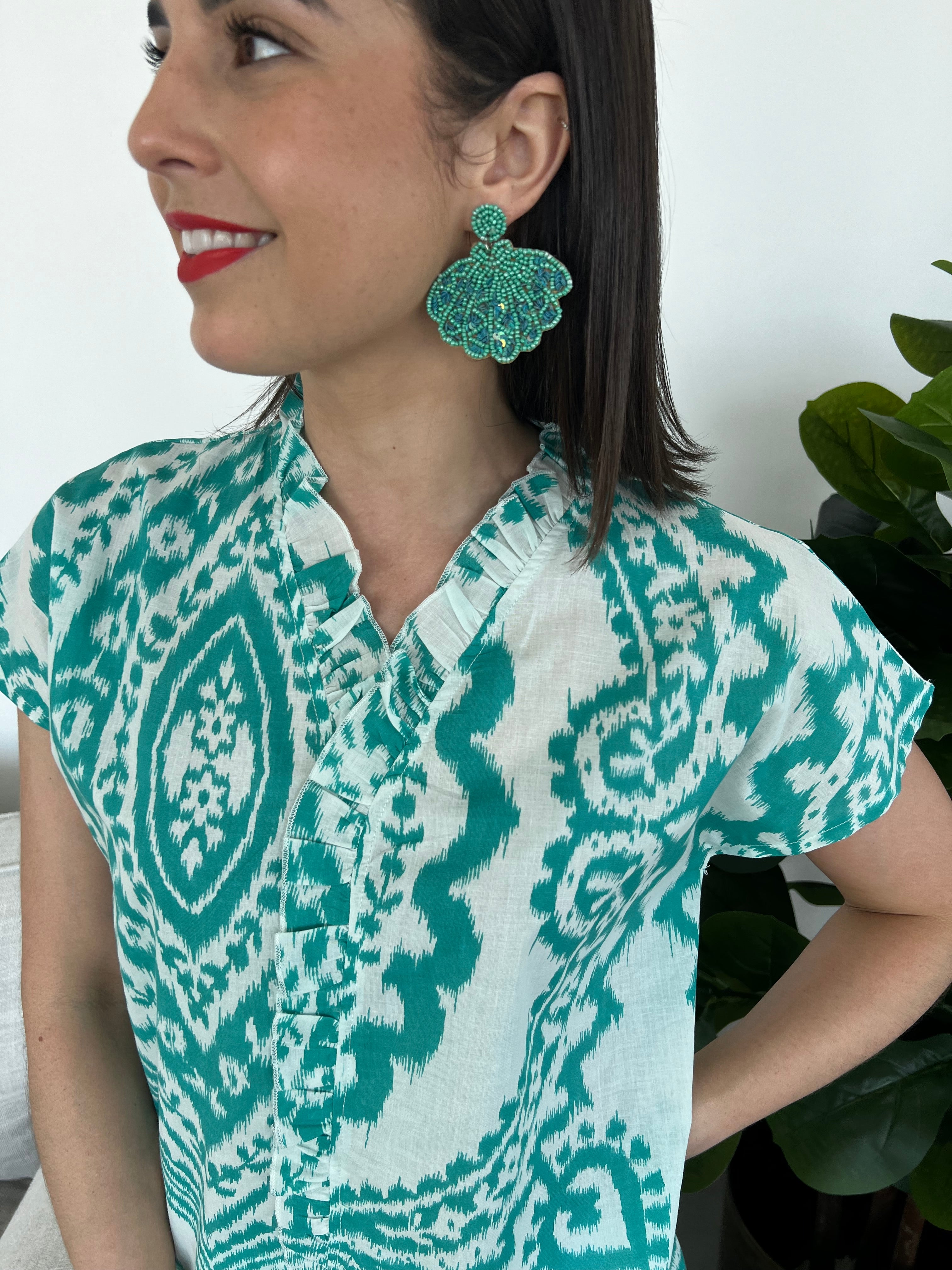 Anelia top - Blue ikat
