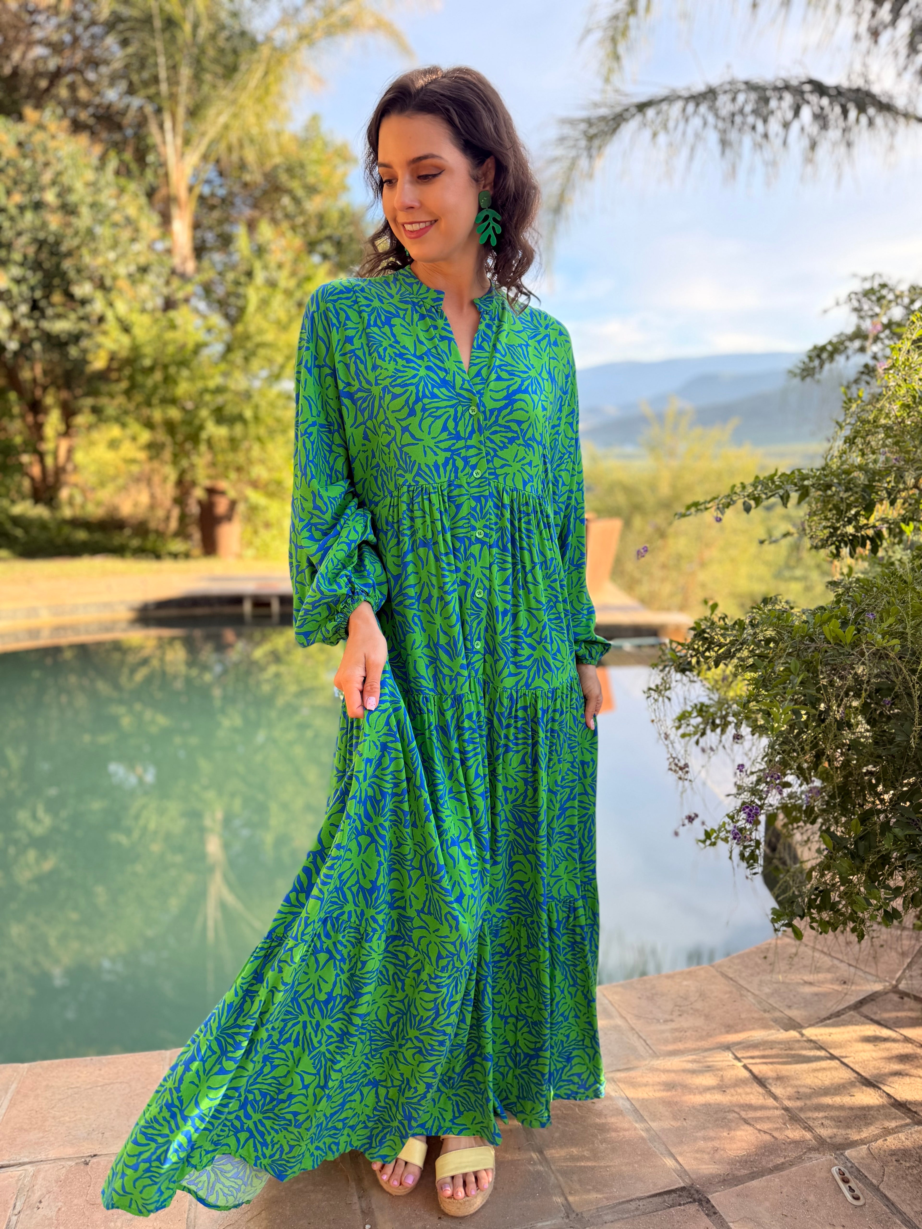 Jenna dress - Green two tone