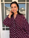 Jenna dress - Burgundy polka dots