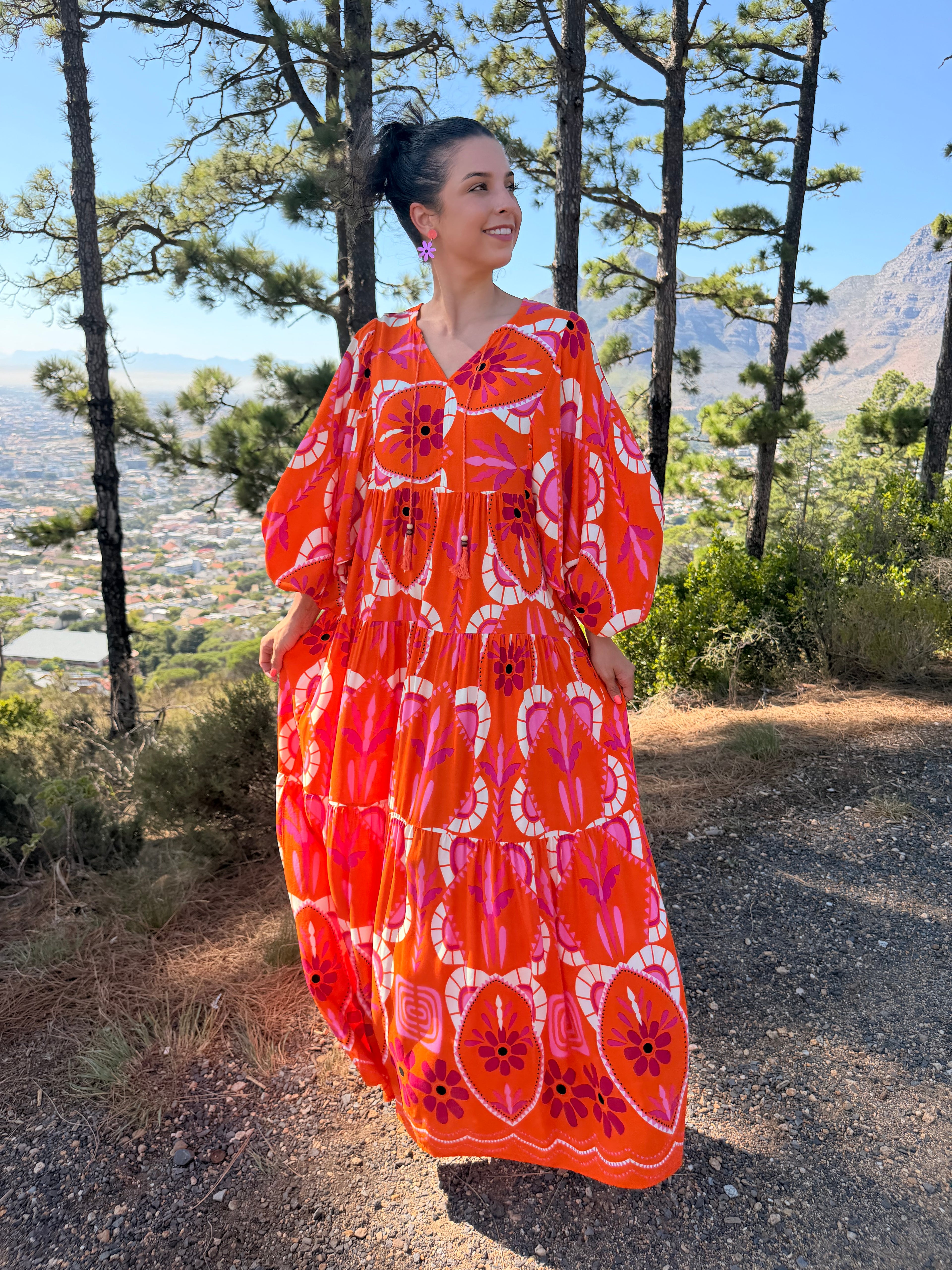 Kika dress - Orange & Pink