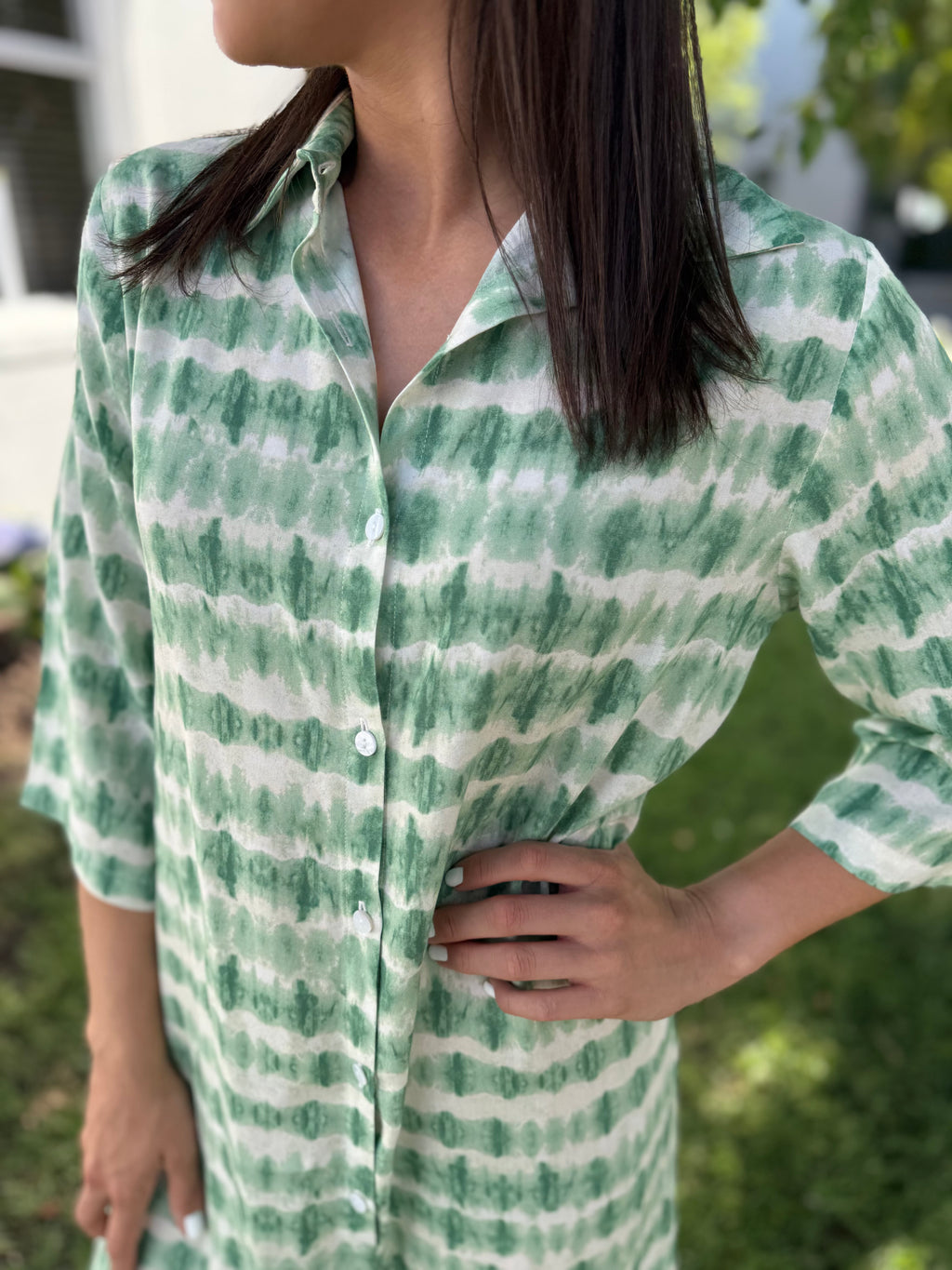 Jennifer dress - Green watercolour