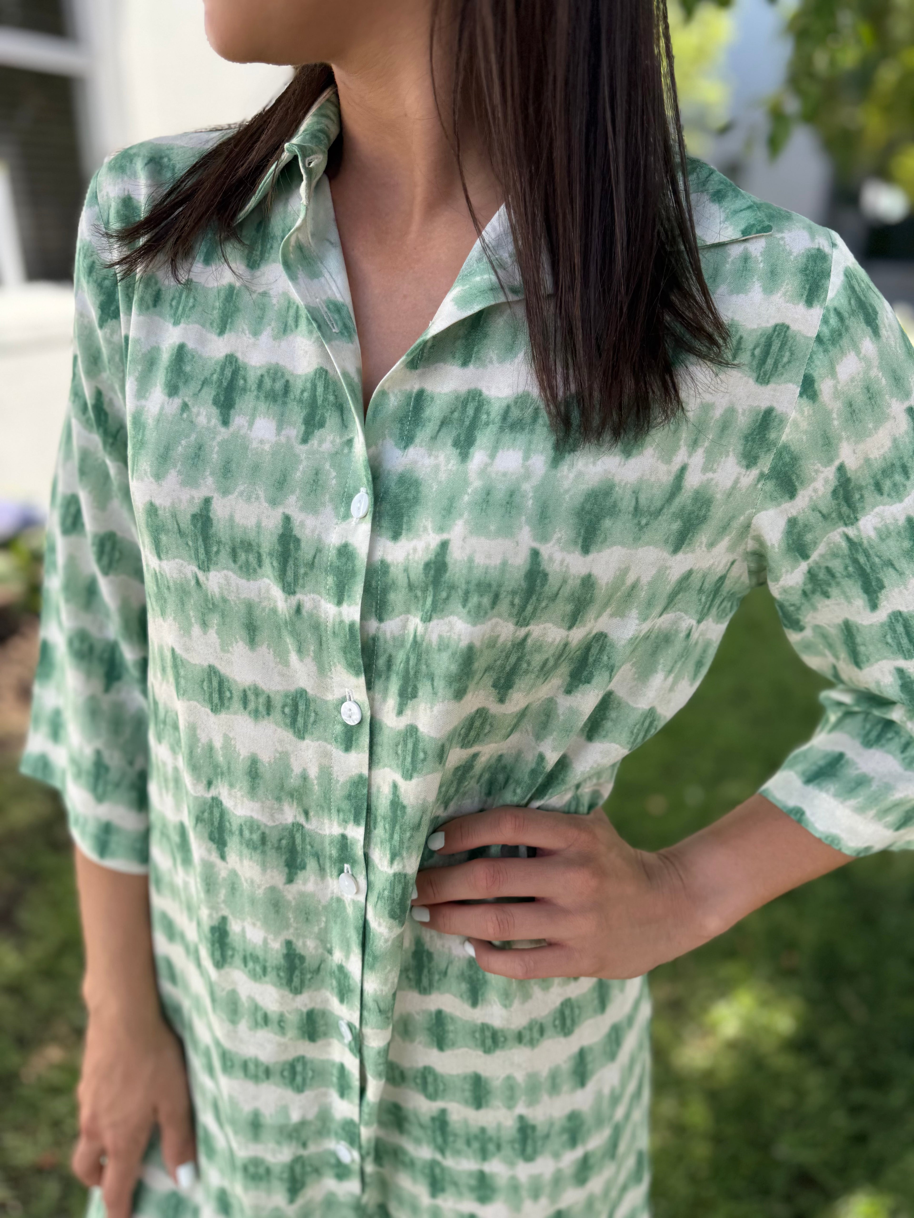 Jennifer dress - Green watercolour