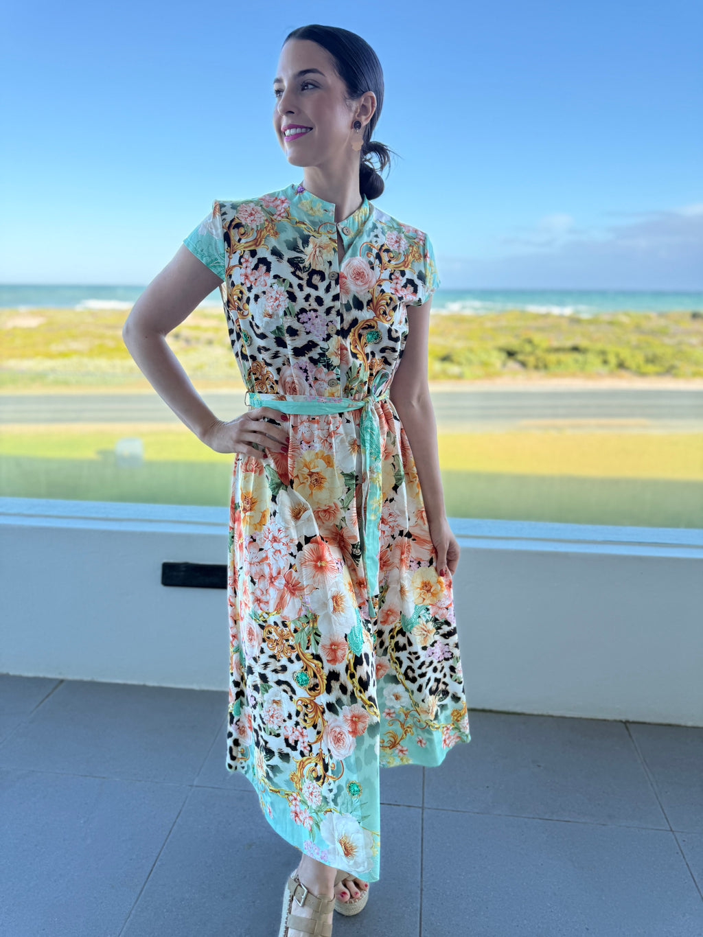 Bibi dress - Aqua Leopard