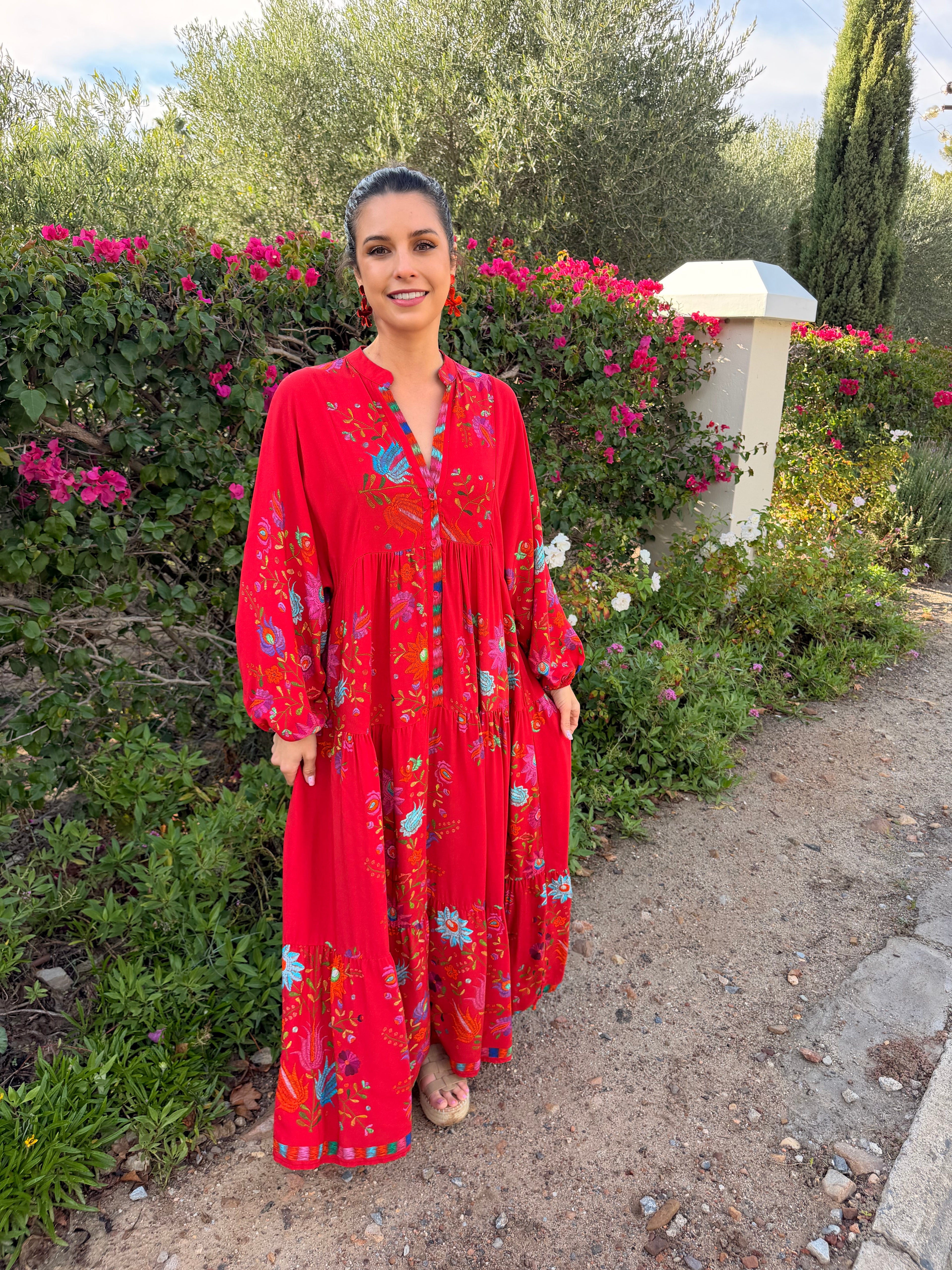 Jenna dress - Red ikat floral