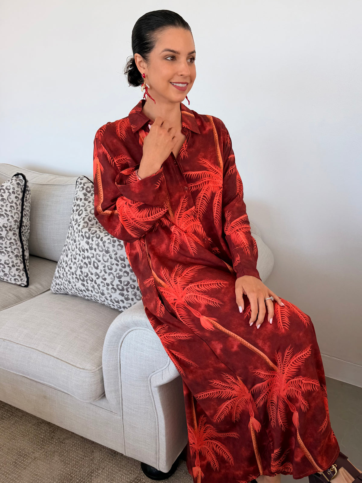 Flavia dress - Burnt orange palm