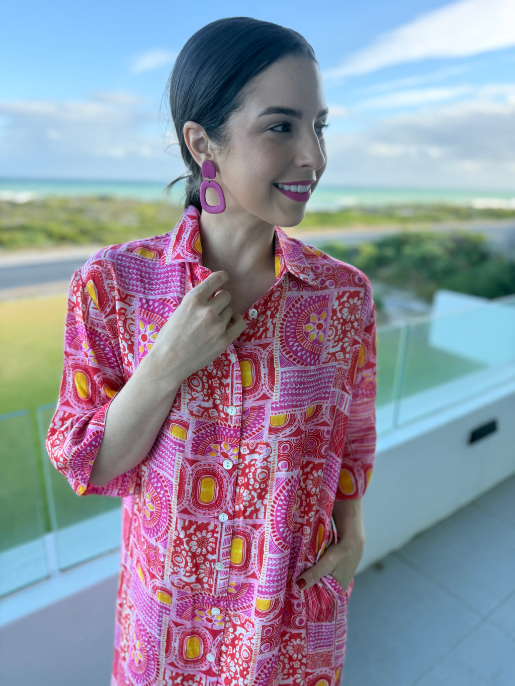 Jackie dress- Geo Pink