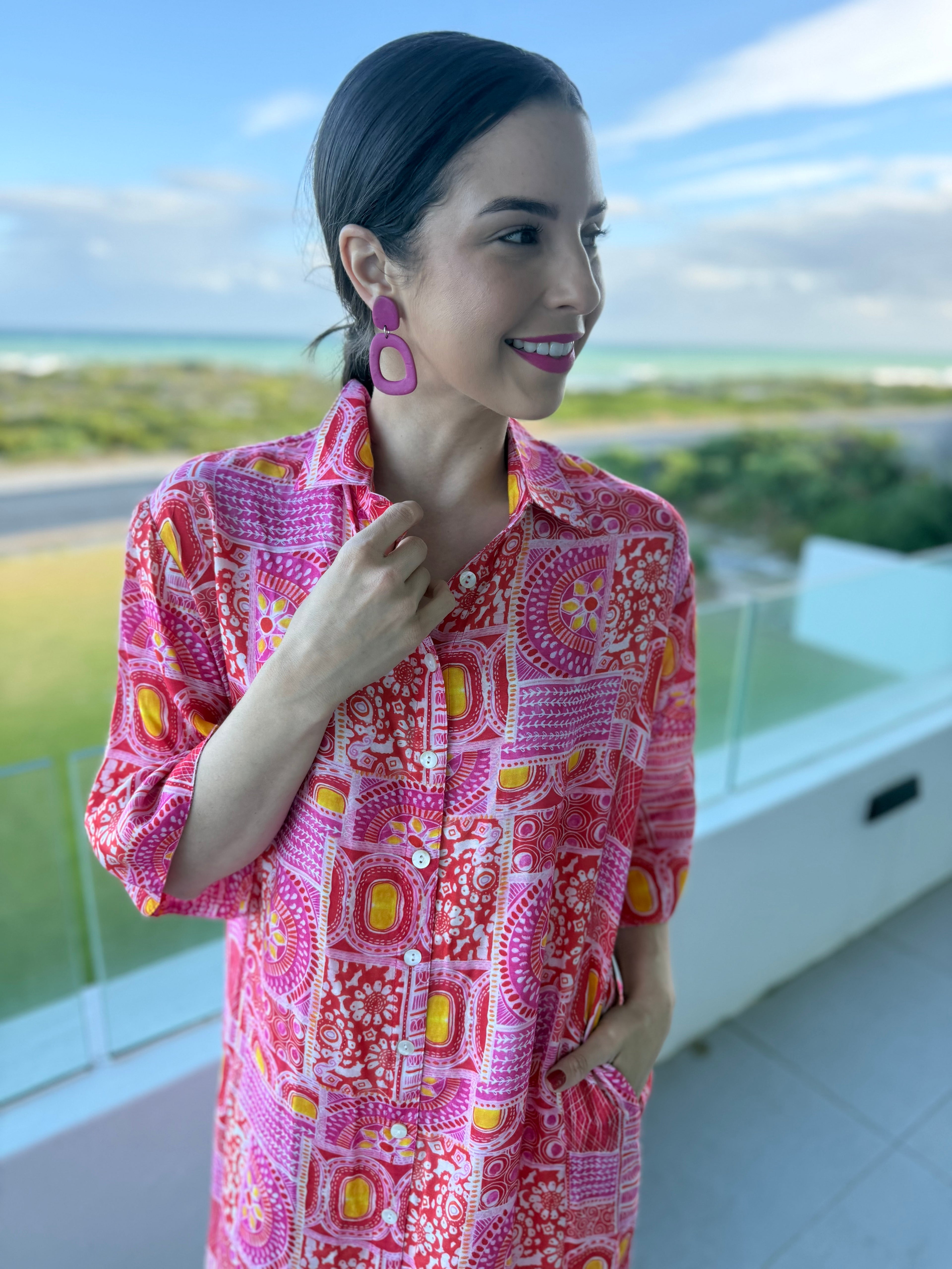 Jackie dress- Geo Pink