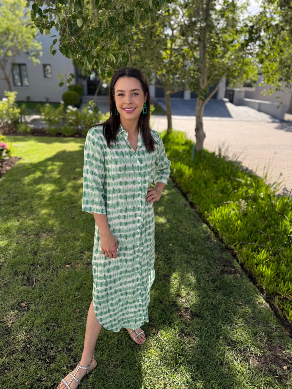 Jennifer dress - Green watercolour