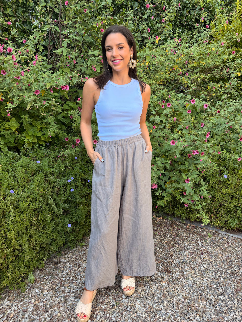 Italian wide leg pants - Stone
