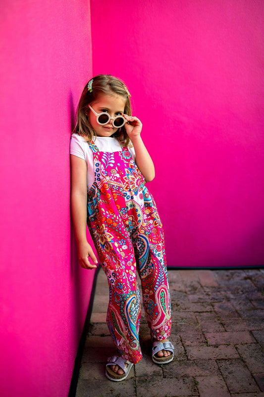 Dungaree- Pink paisley - Babalu boutique