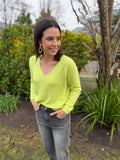 Baby alpaca knit (V- Neck) - Lime