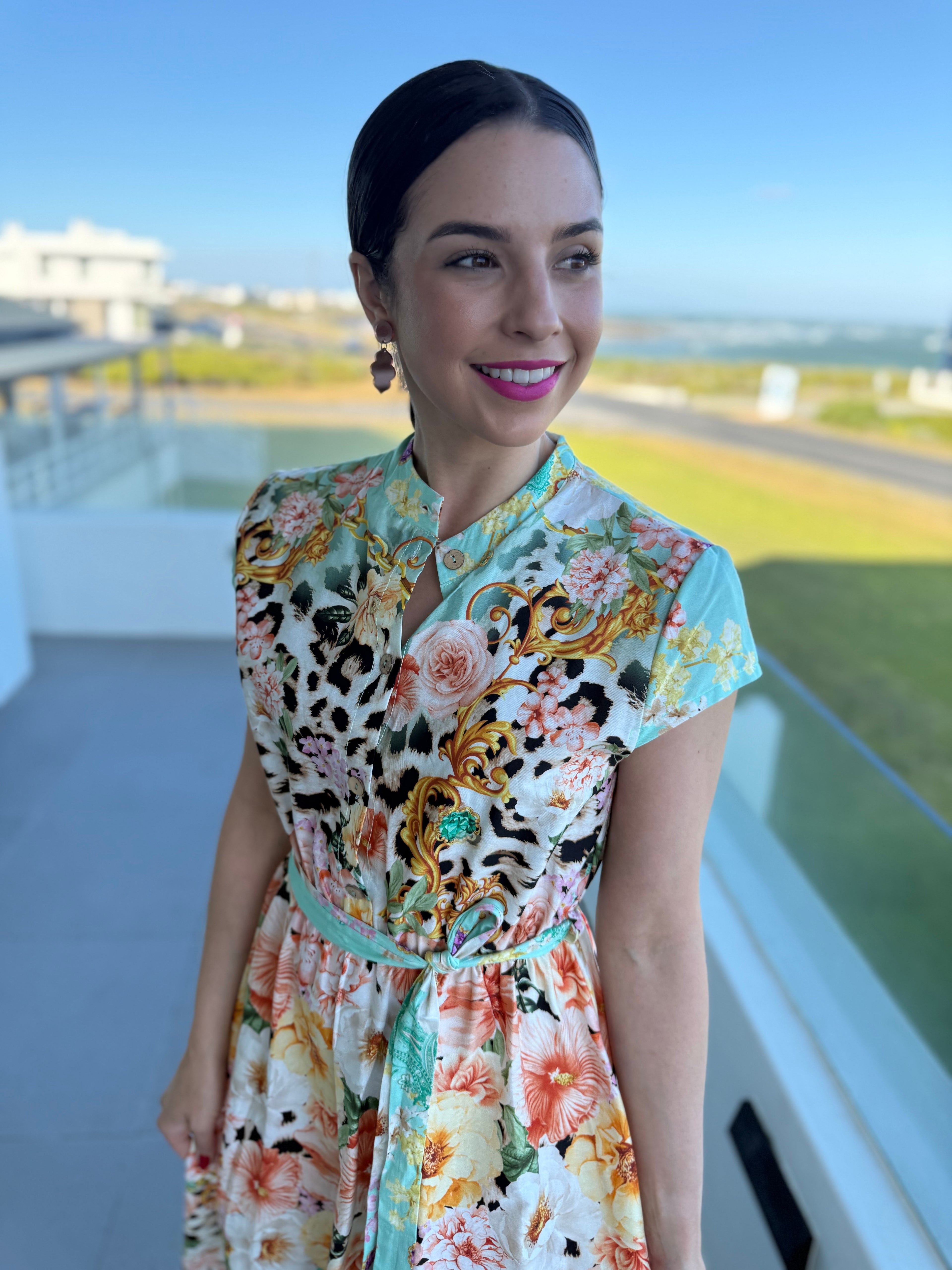 Bibi dress - Aqua Leopard