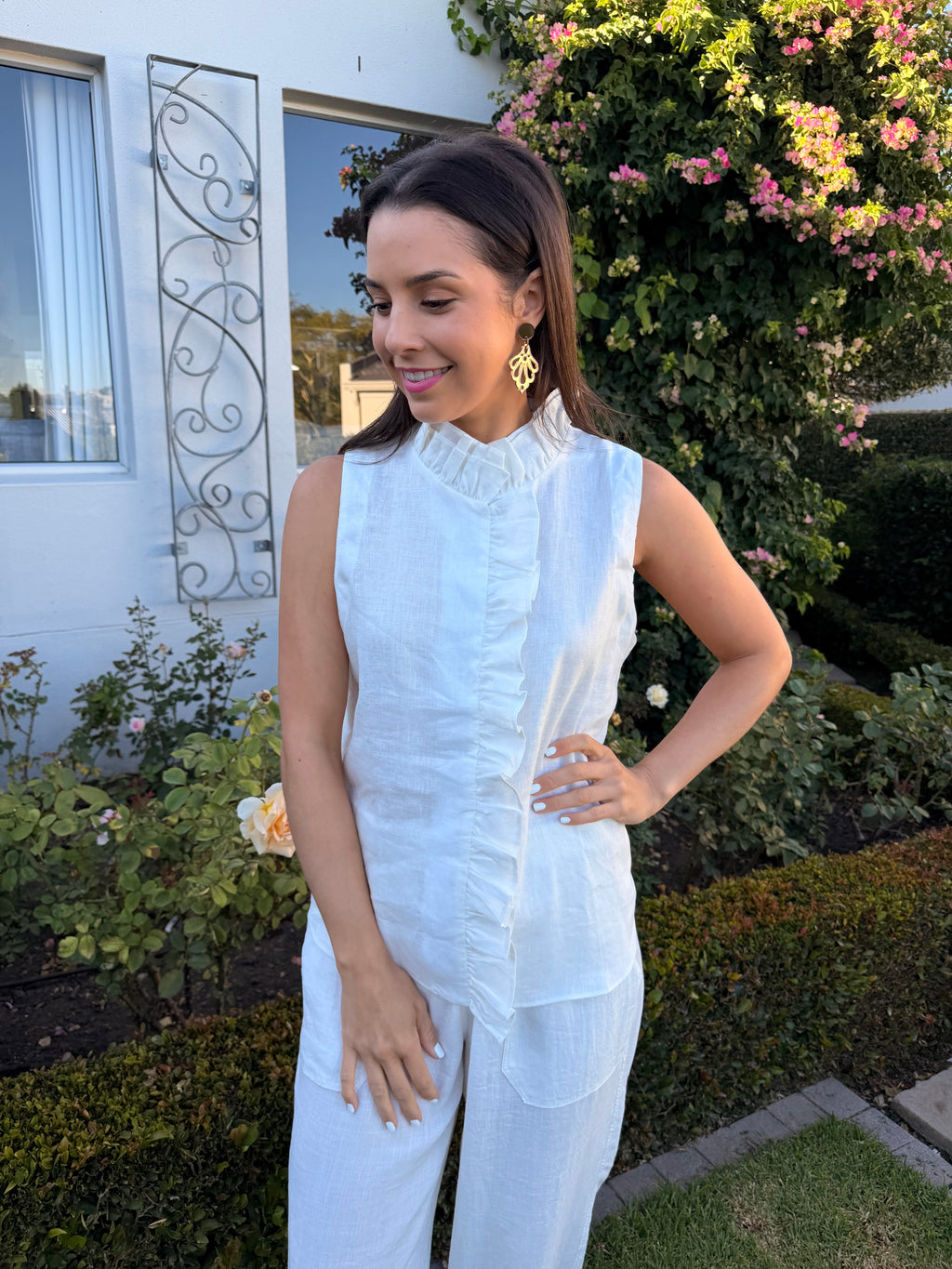 Rose Italian blouse - White linen