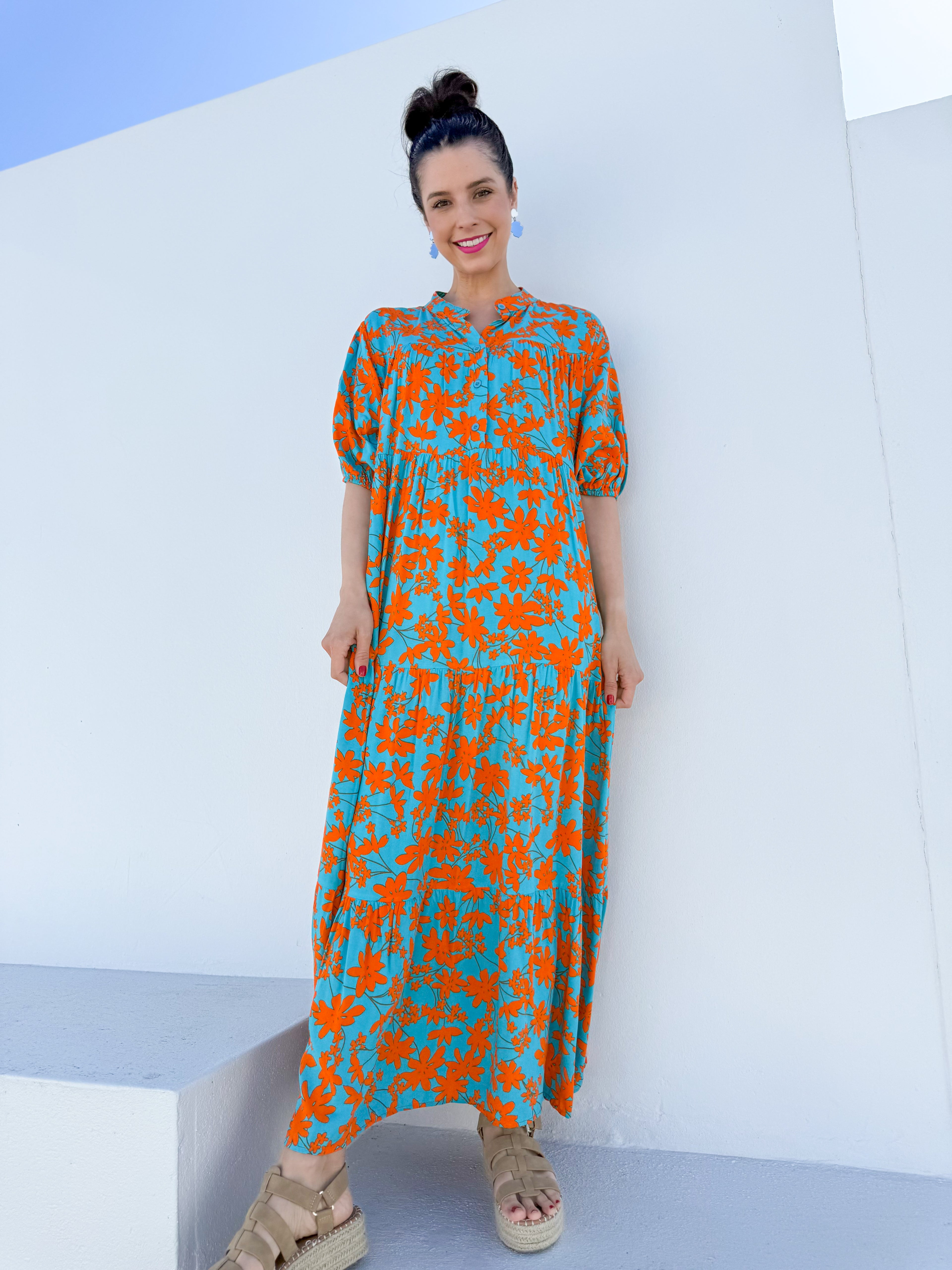 Barbara dress - Orange floral