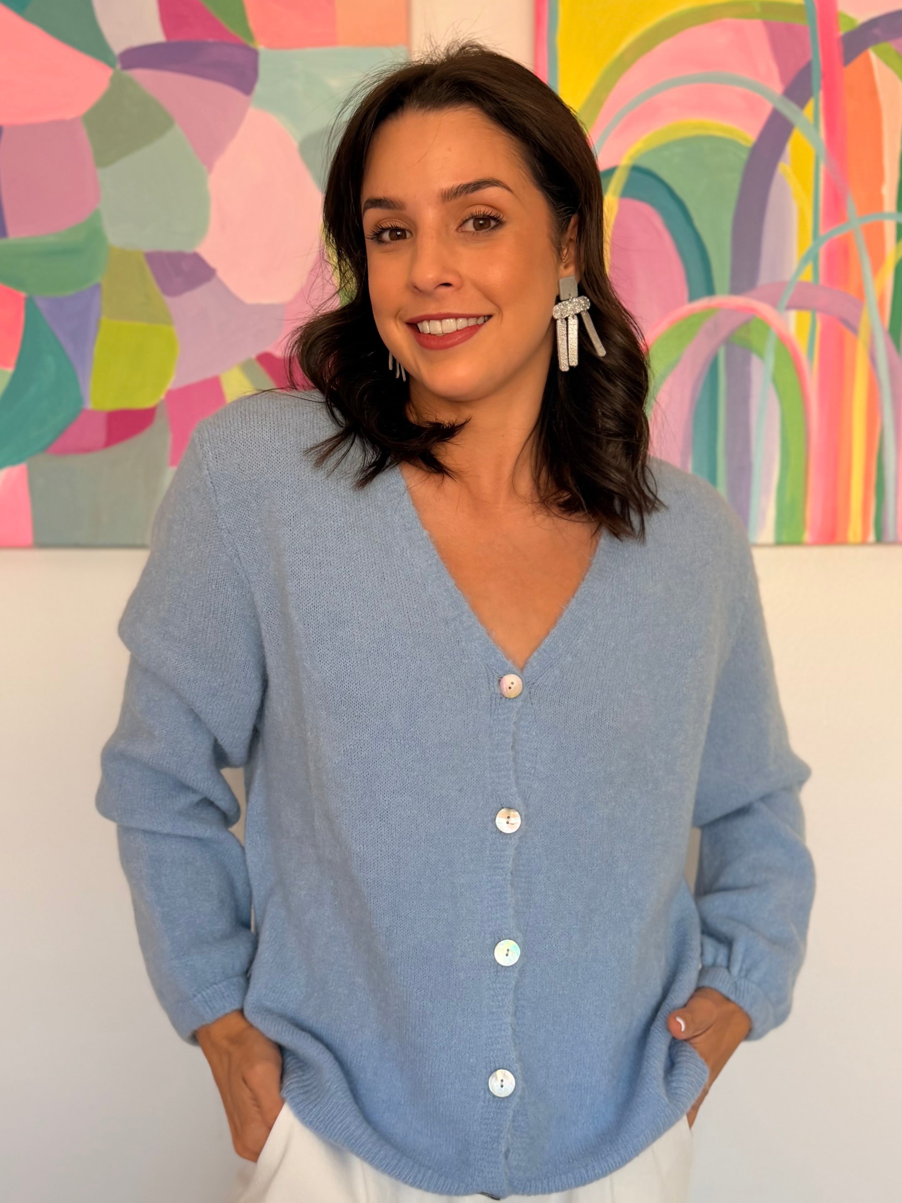 Alpaca cardigan knit - Blue