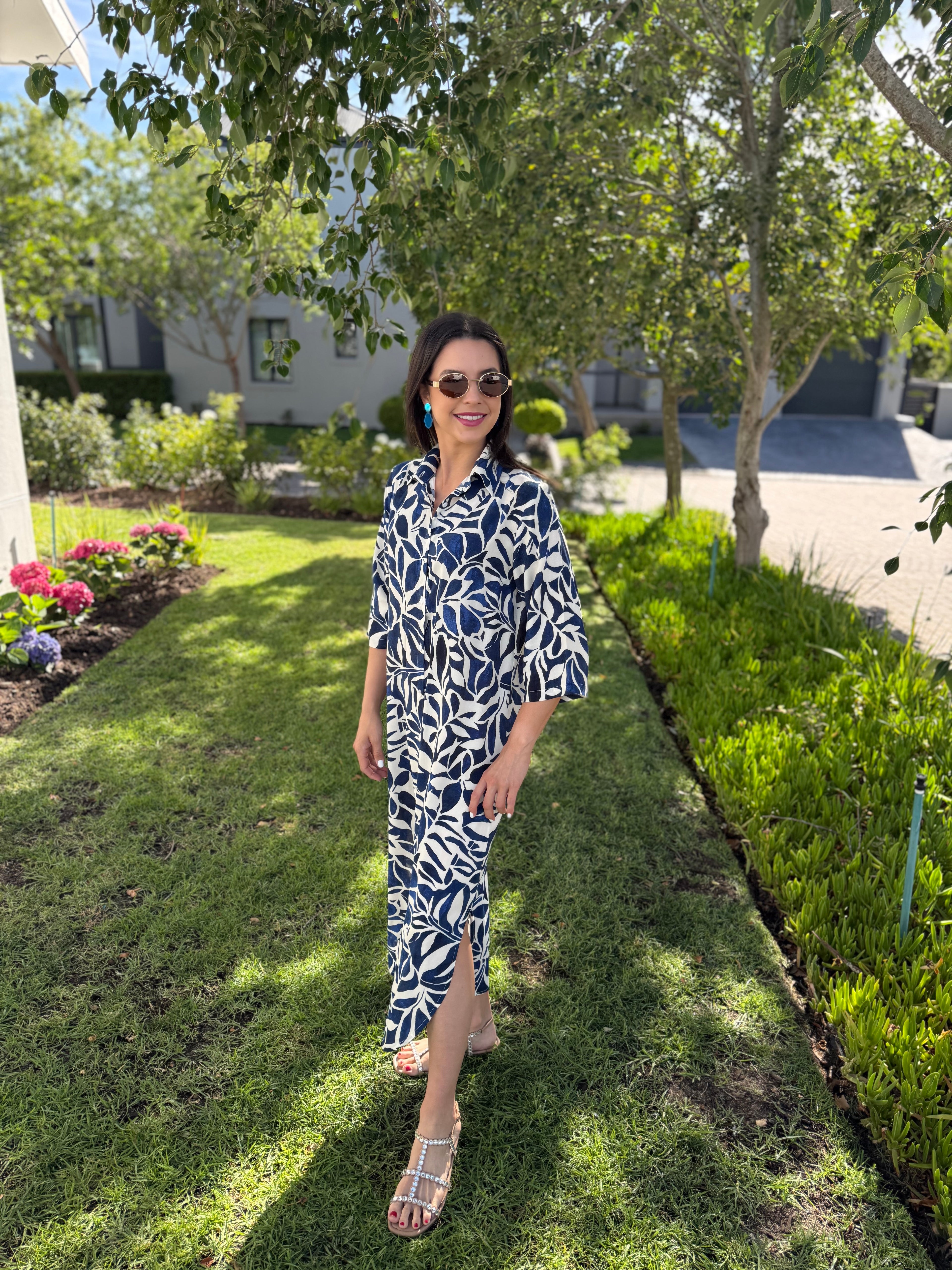 Jennifer dress - Navy leaf