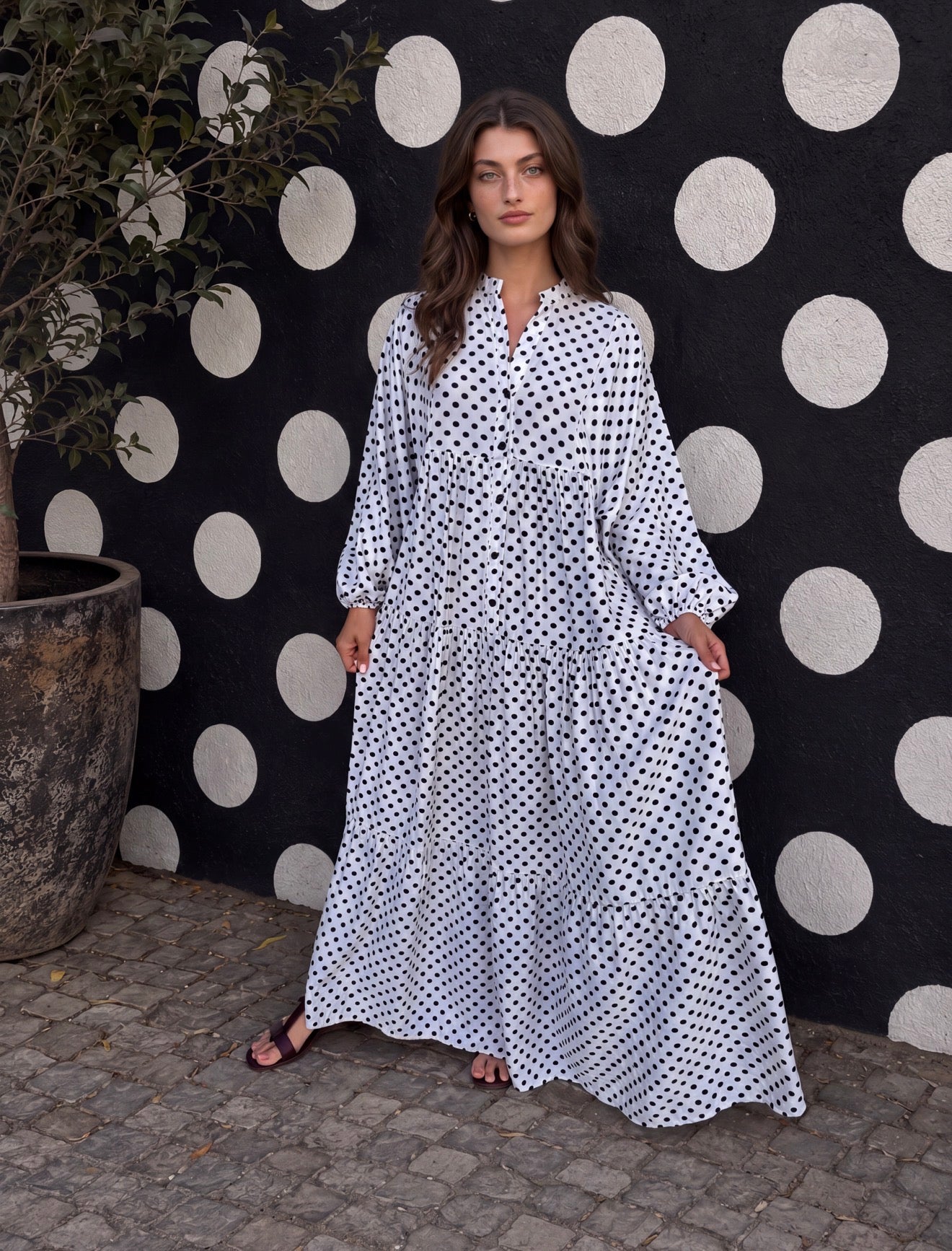 Jenna dress - Black polka dot