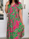 Vinnie dress - Green & Pink