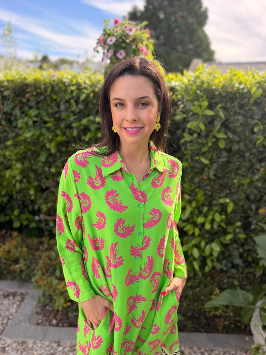 Poppy dress - Lime & Pink