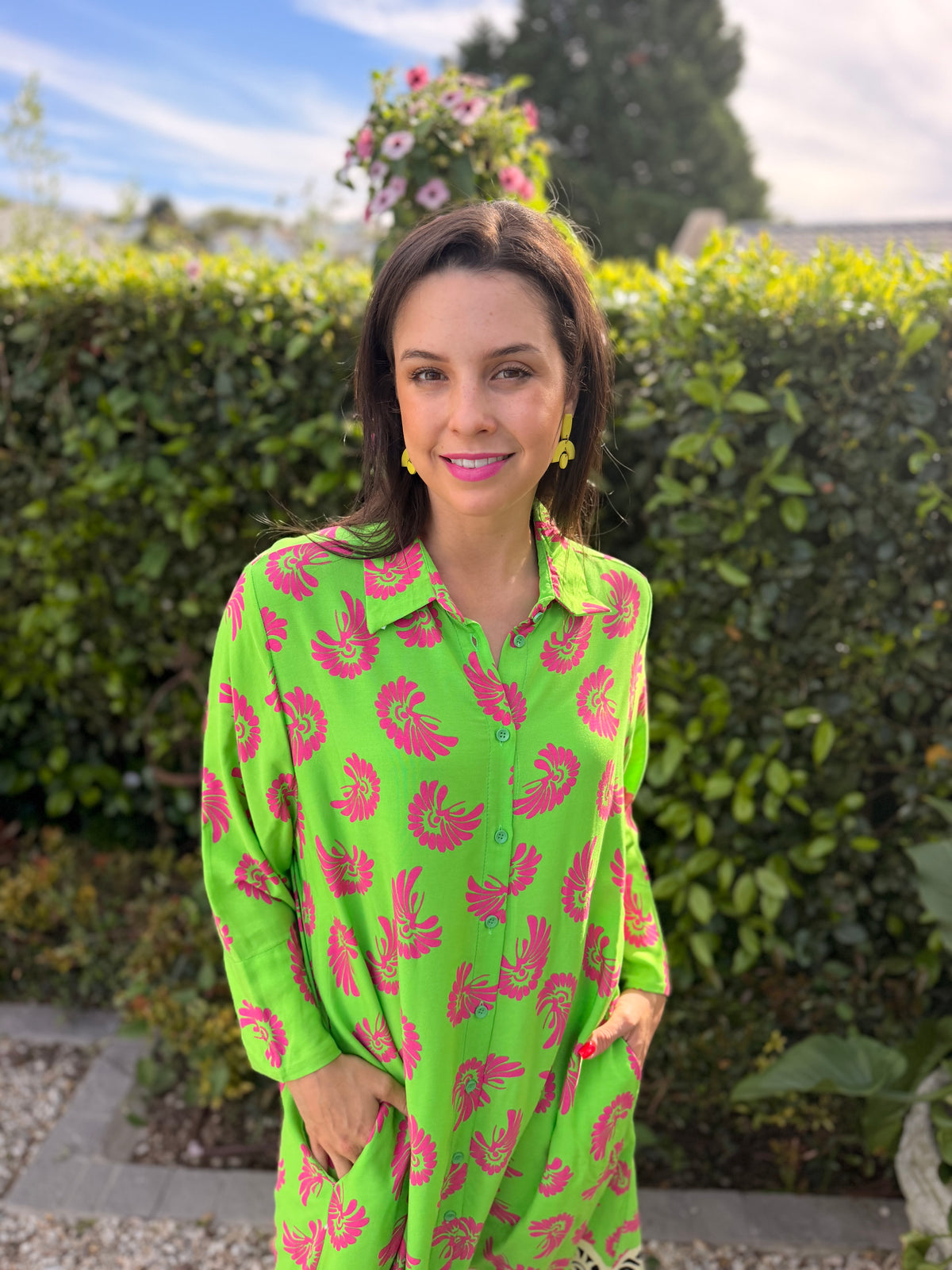 Poppy dress - Lime & Pink