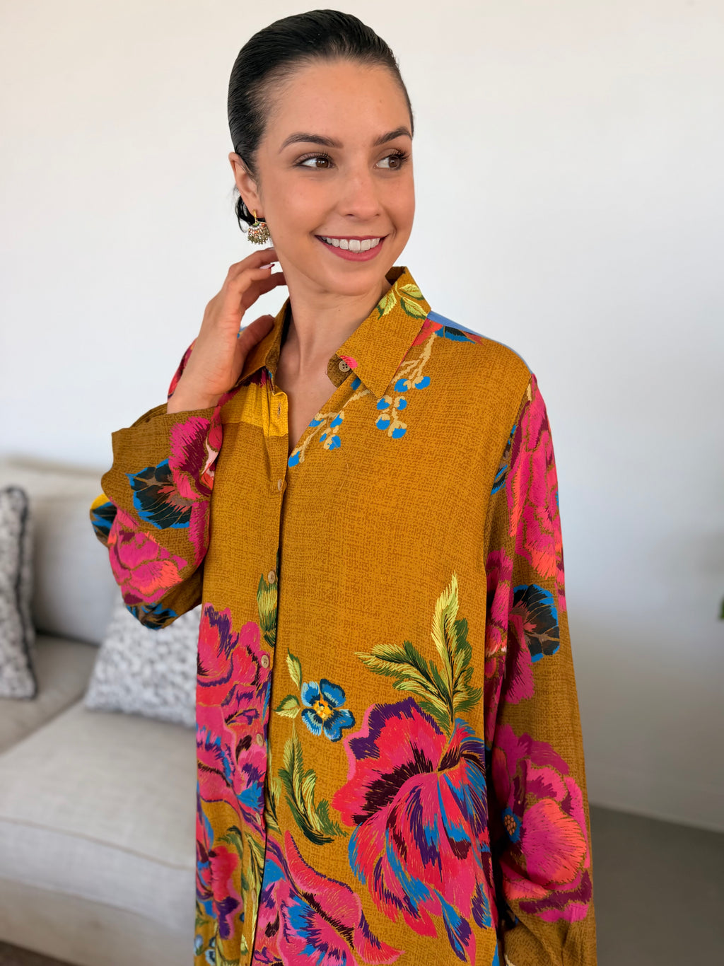 Luna dress - Mustard Floral
