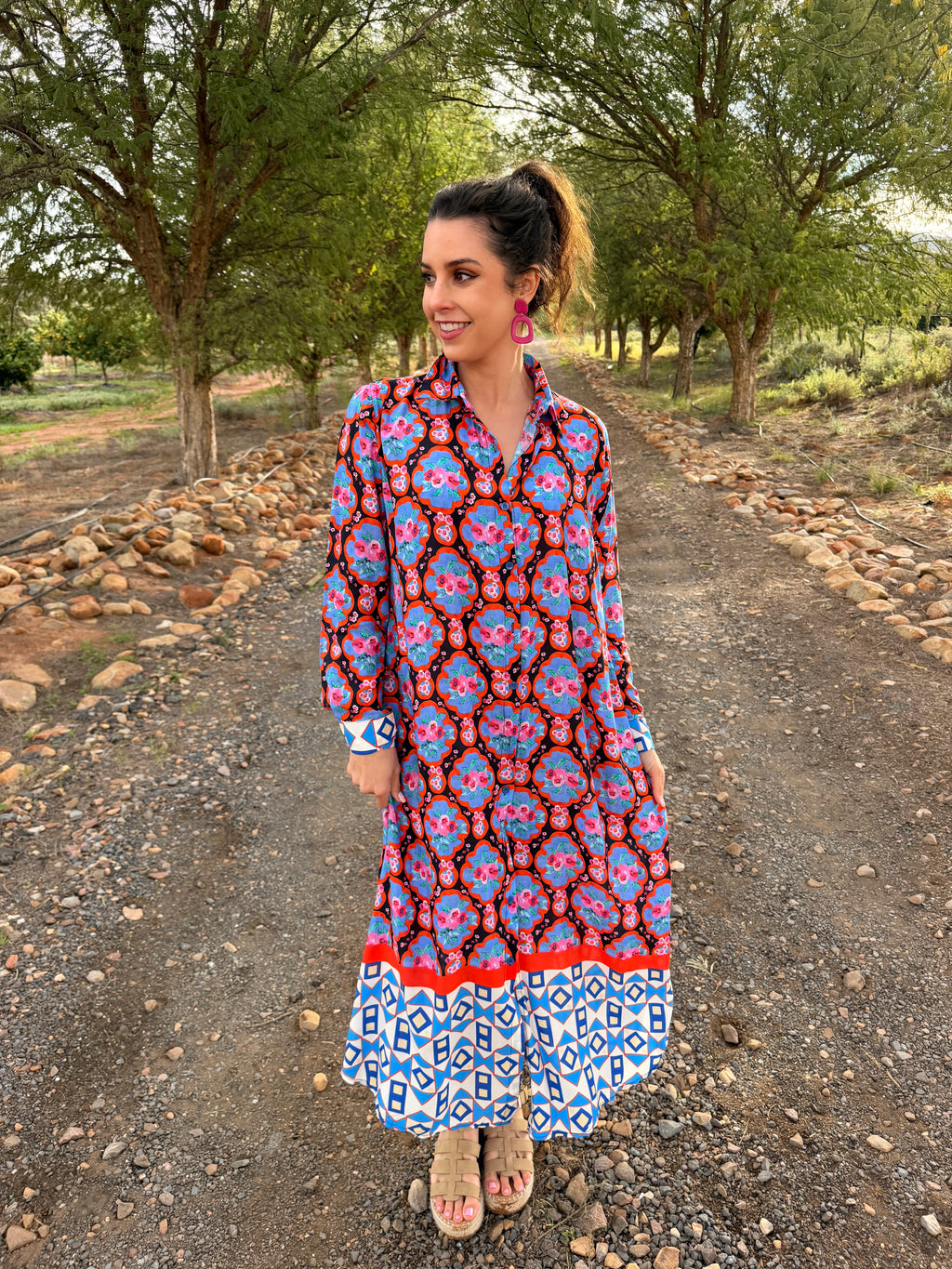 Phelia shirt dress - Watercolour roses