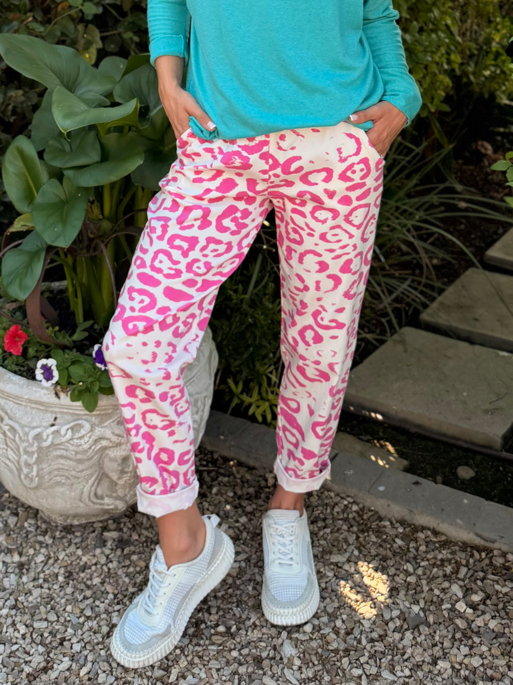 Italian pants - Pink leopard