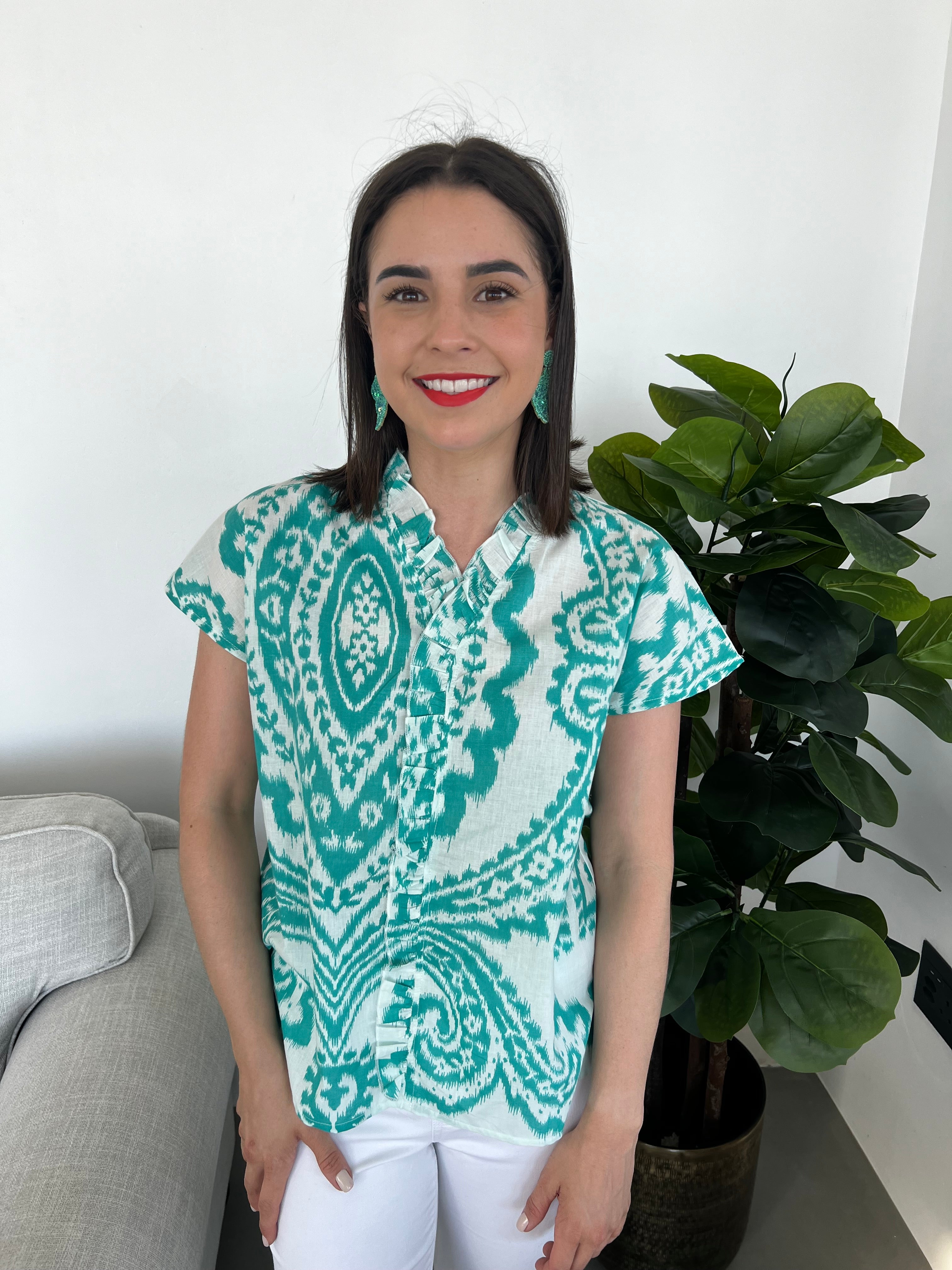 Anelia top - Blue ikat