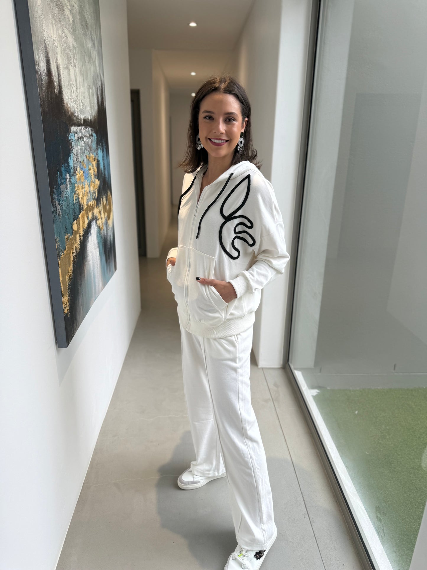 Ivory Chanel tracksuit - Black flower