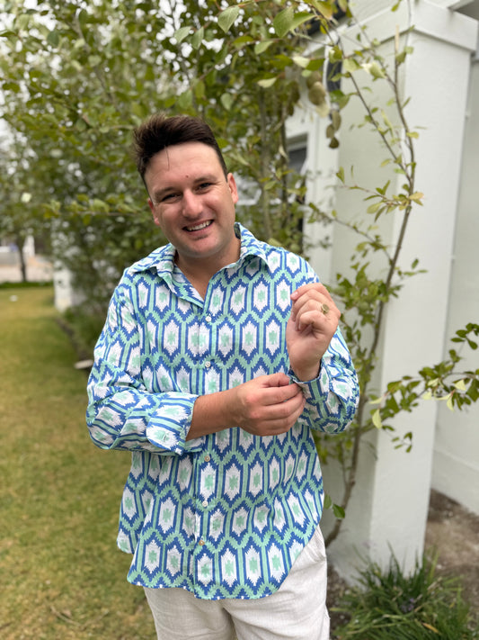 Johan shirt - Blue ikat
