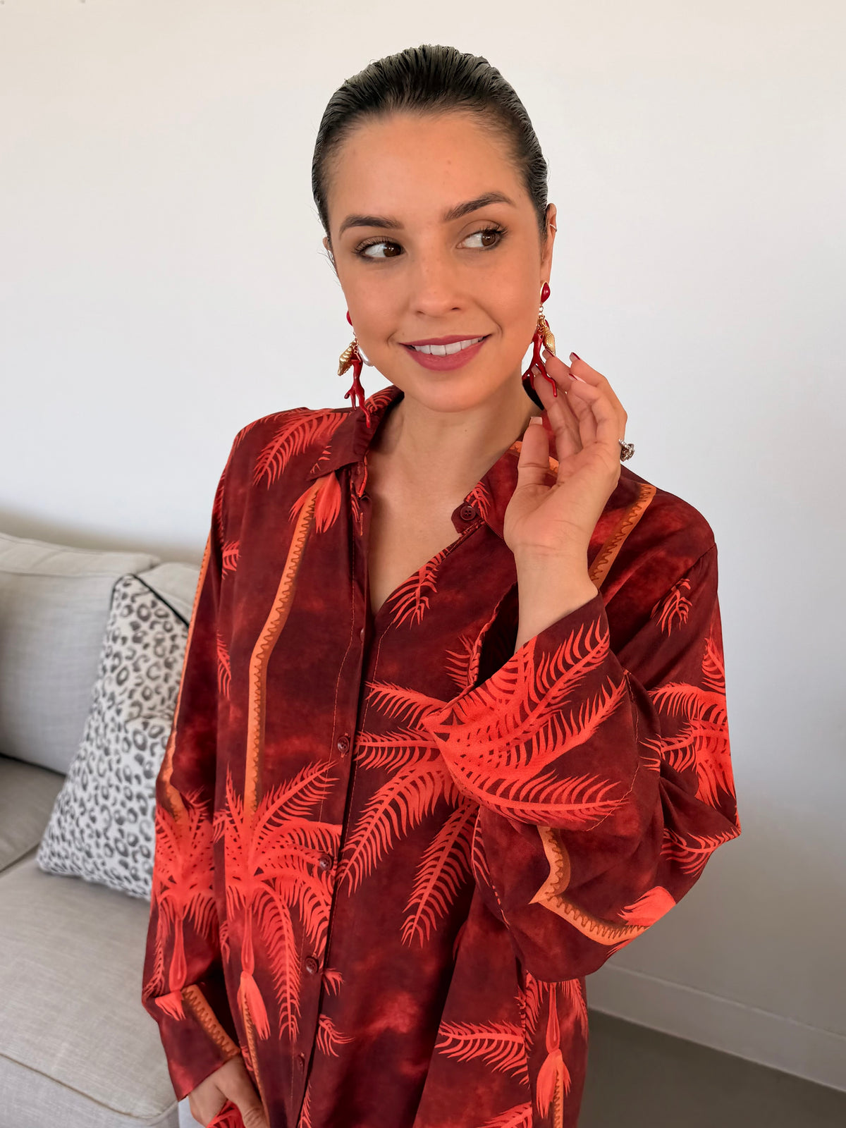 Flavia dress - Burnt orange palm