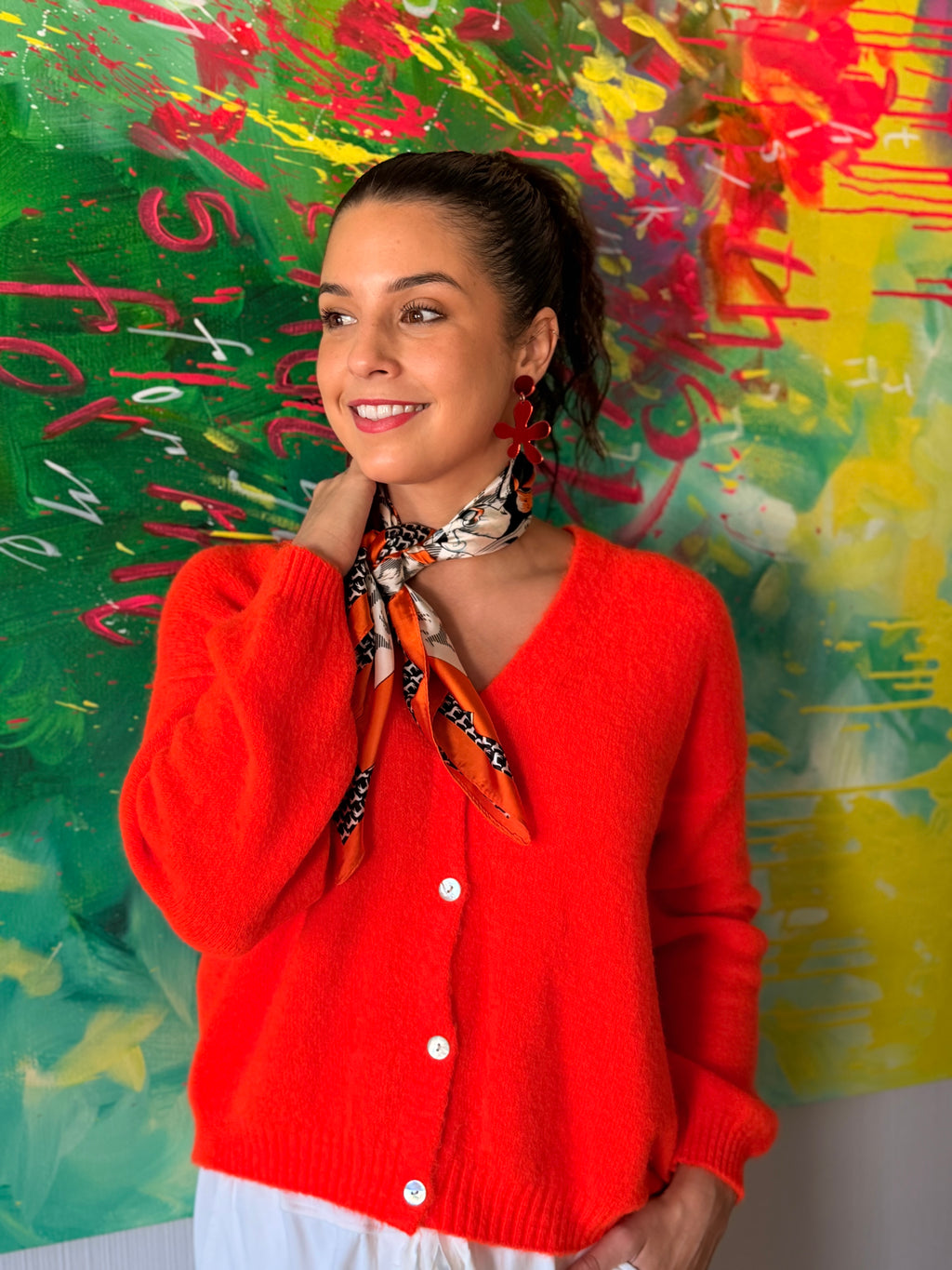 Baby alpaca cardigan - Orange